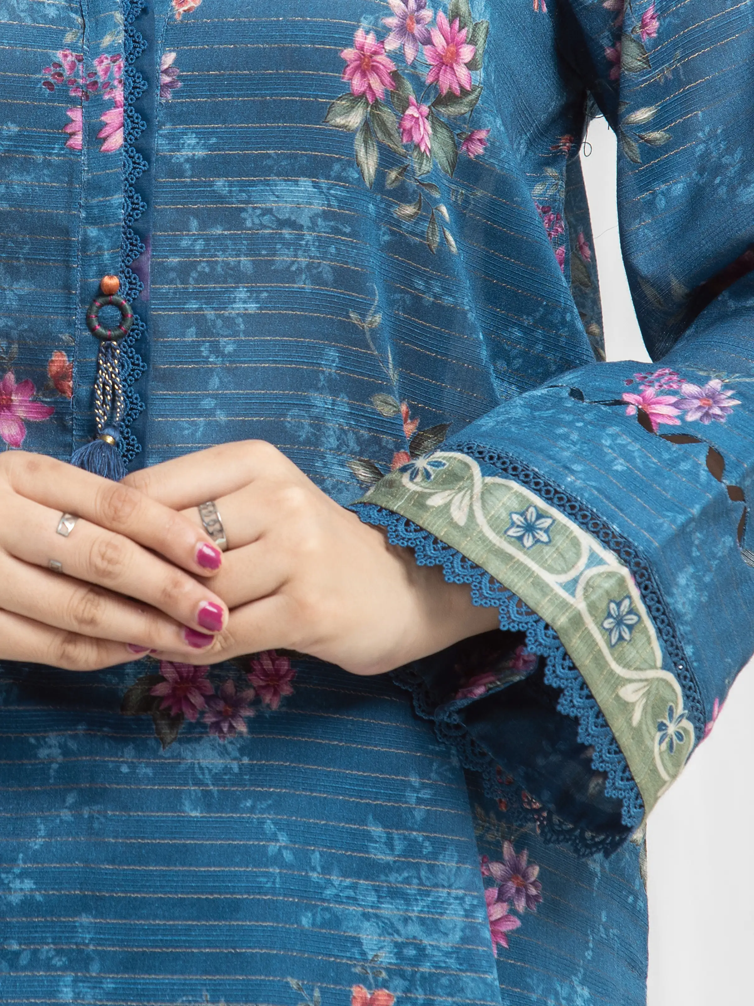 Printed Zari Lawn Suit - EWU6M6-073-3P - Image 3