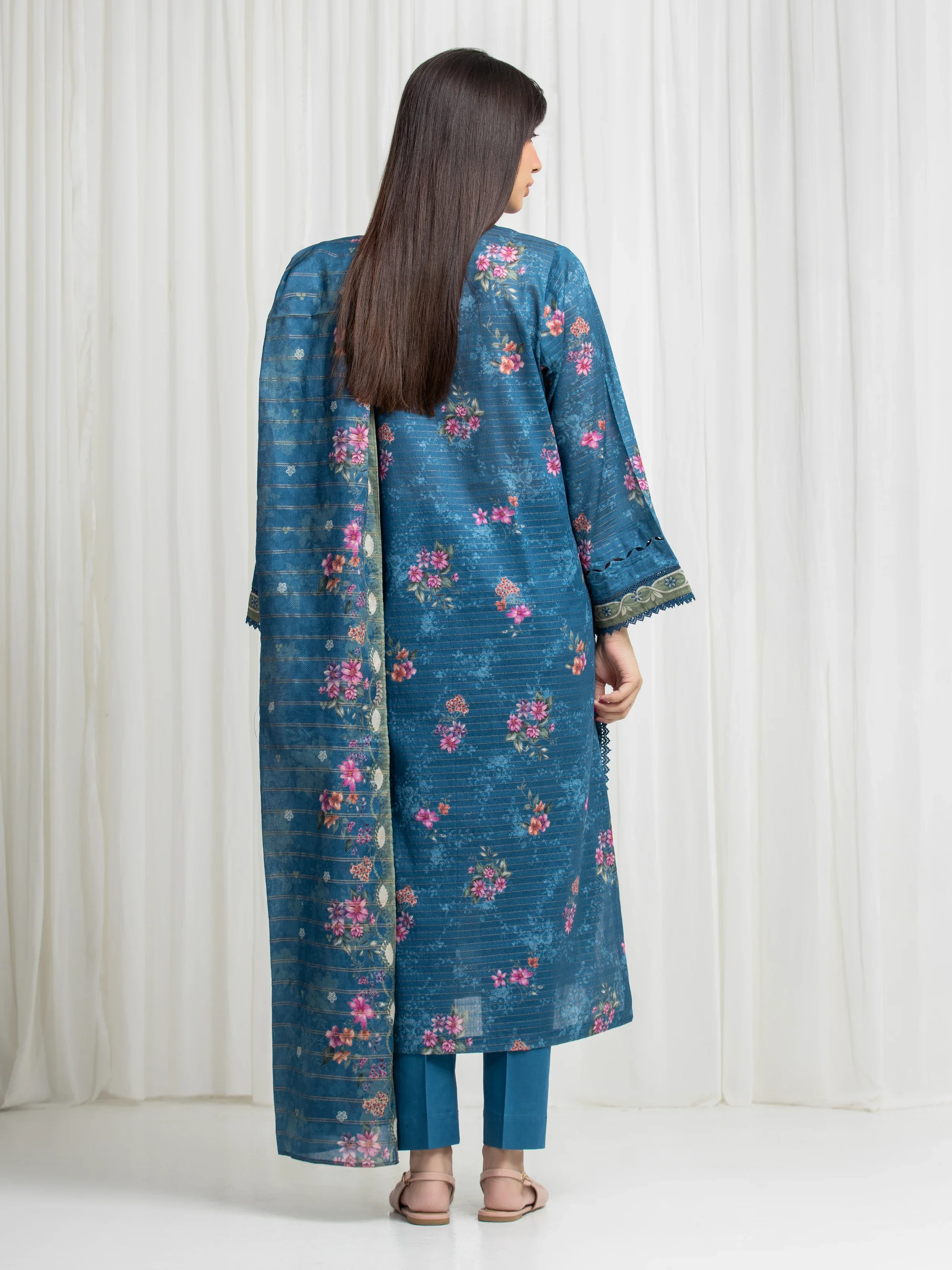 Printed Zari Lawn Suit - EWU6M6-073-3P - Image 6