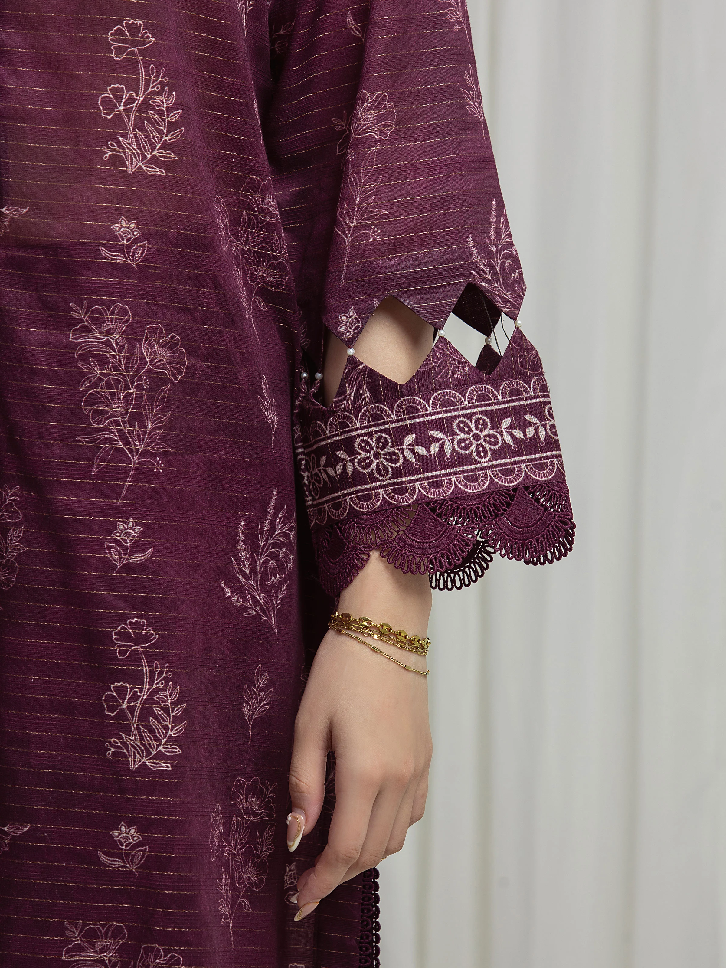 Printed Zari Lawn Suit - EWU6M6-076-3P - Image 3