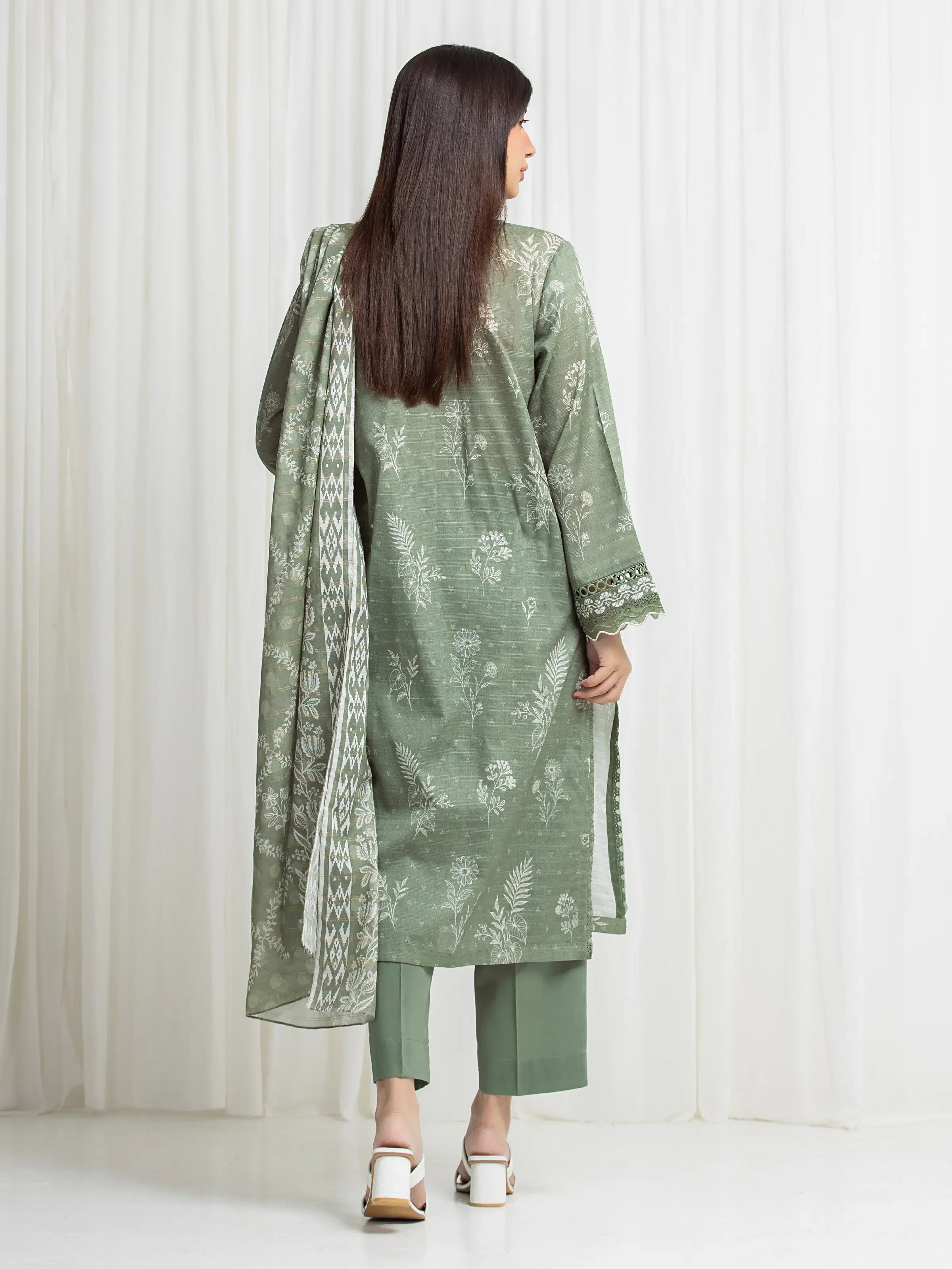 Printed Zari Lawn Suit - EWU6M6-077-3P - Image 4