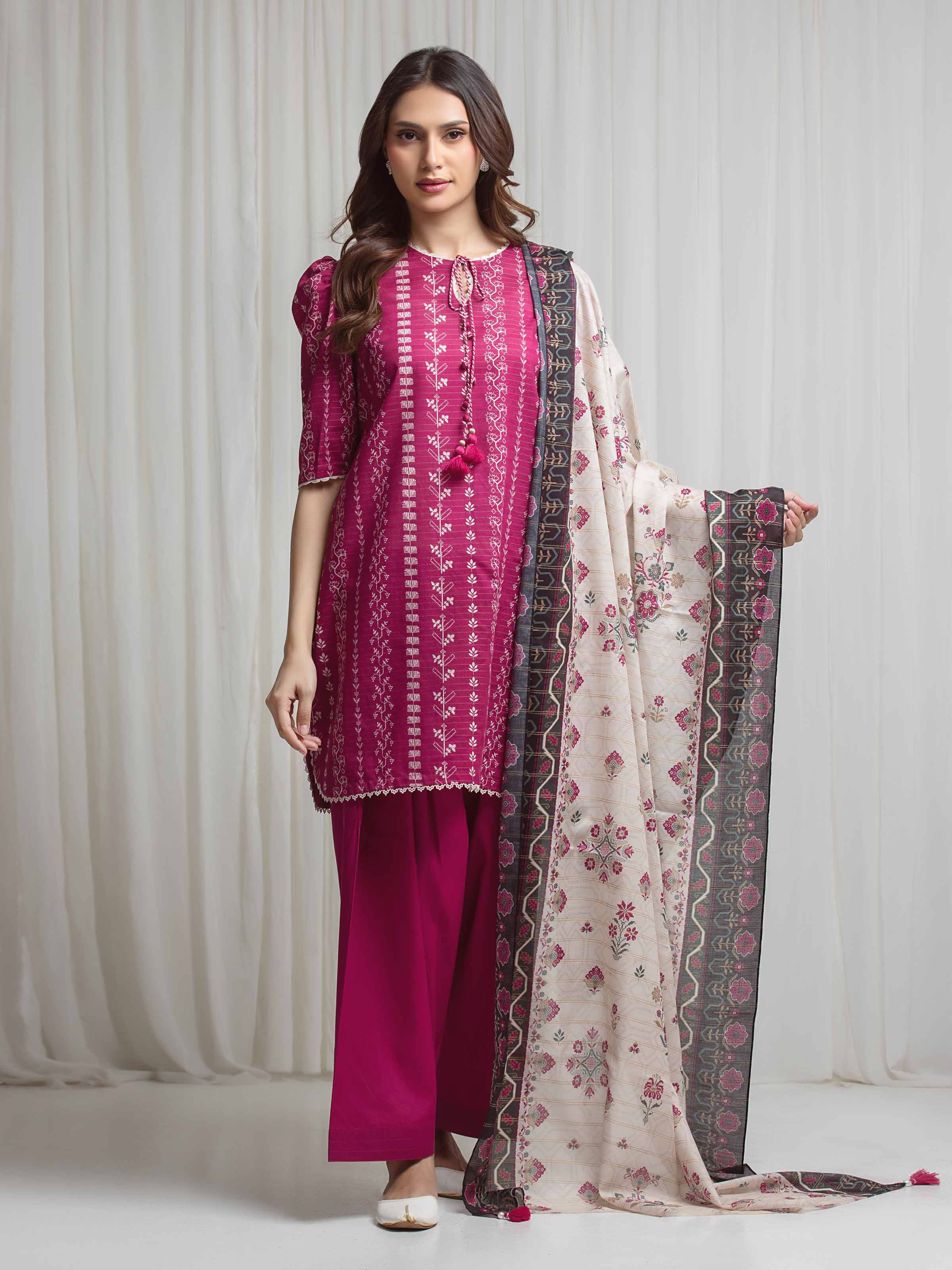Printed Zari Lawn Suit - EWU6M6-081-3P