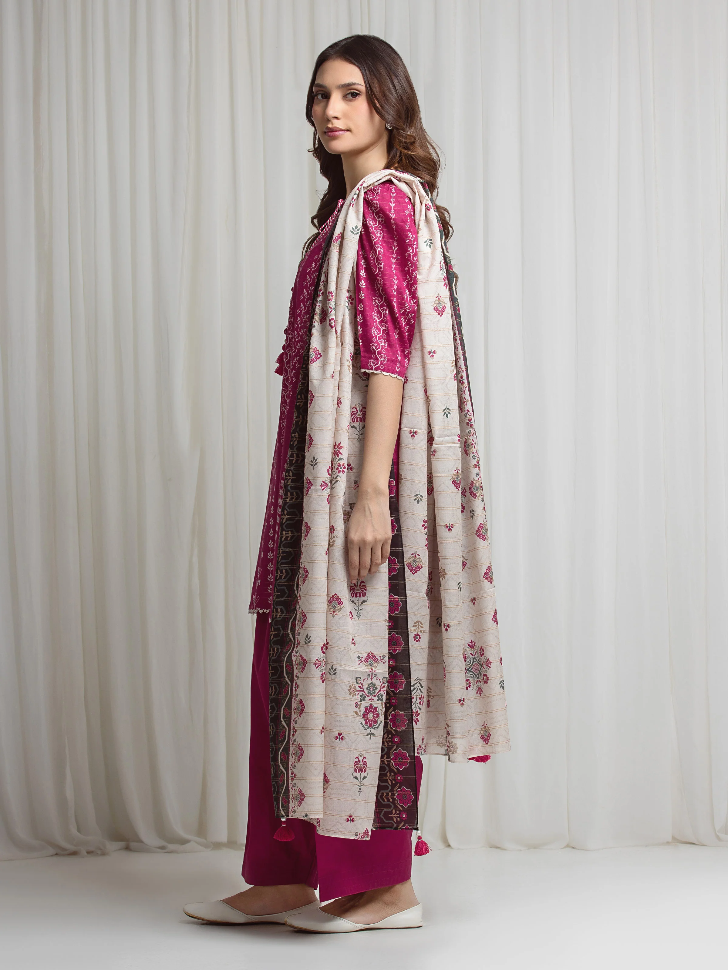 Printed Zari Lawn Suit - EWU6M6-081-3P - Image 4
