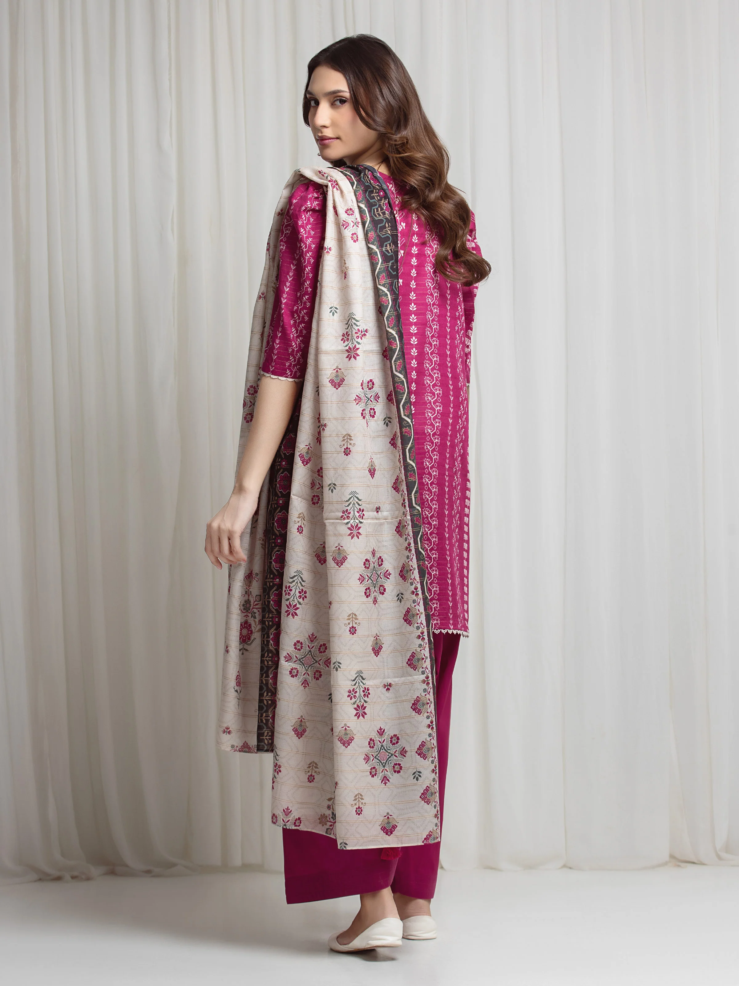 Printed Zari Lawn Suit - EWU6M6-081-3P - Image 5
