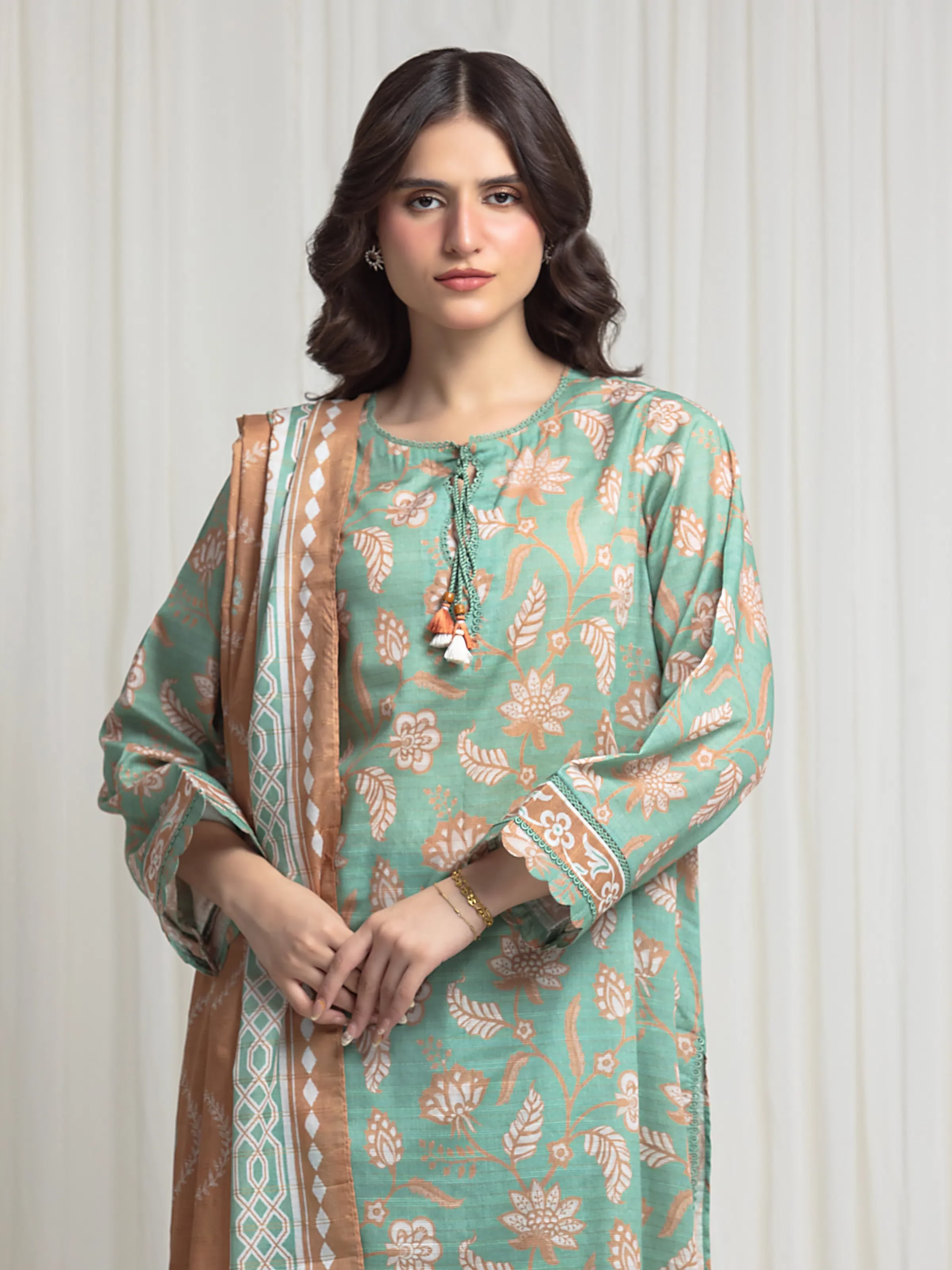 Printed Zari Lawn Suit - EWU6M6-082-3P - Image 2