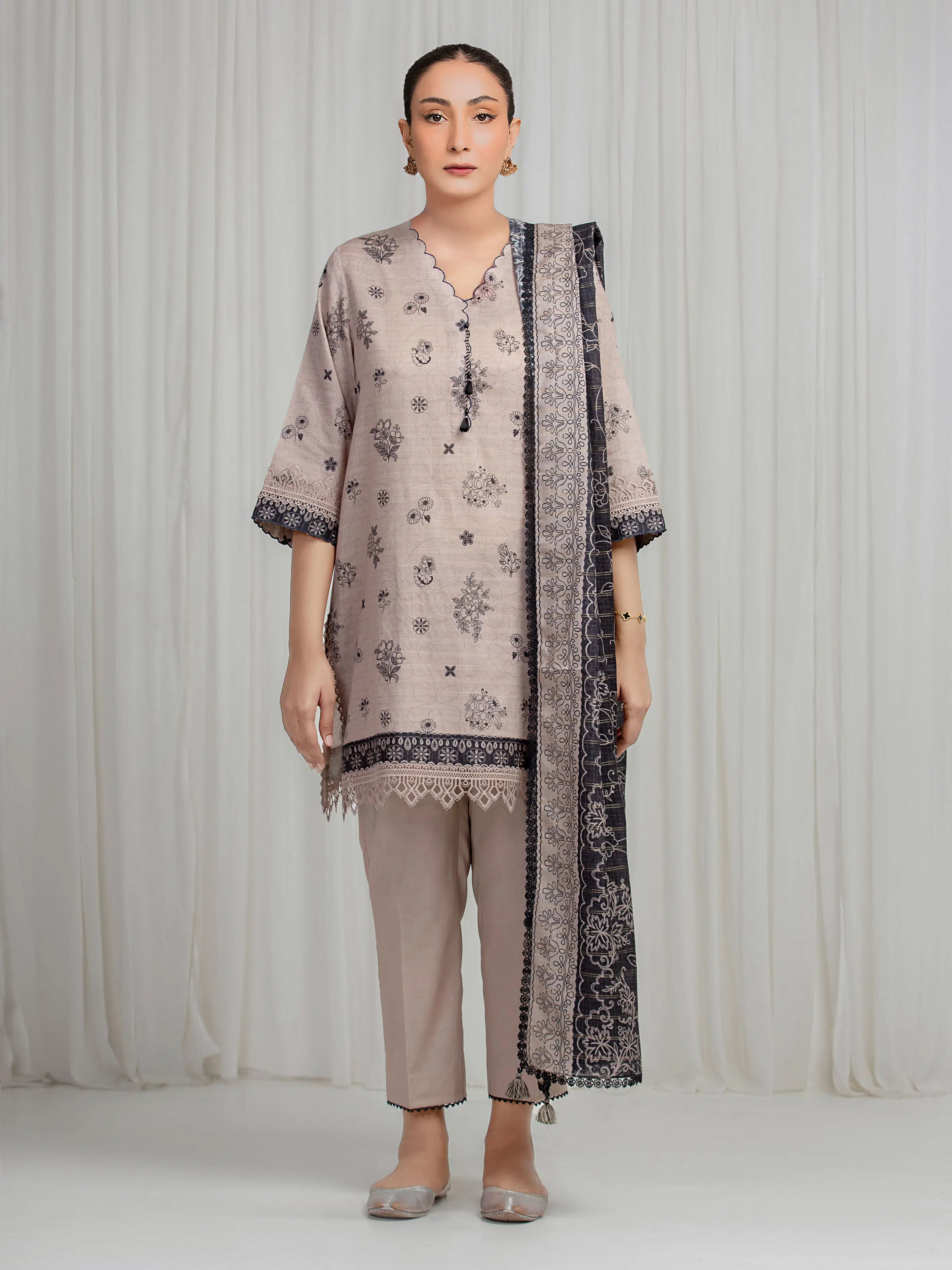 Printed Zari Lawn Suit - EWU6M6-084-3P