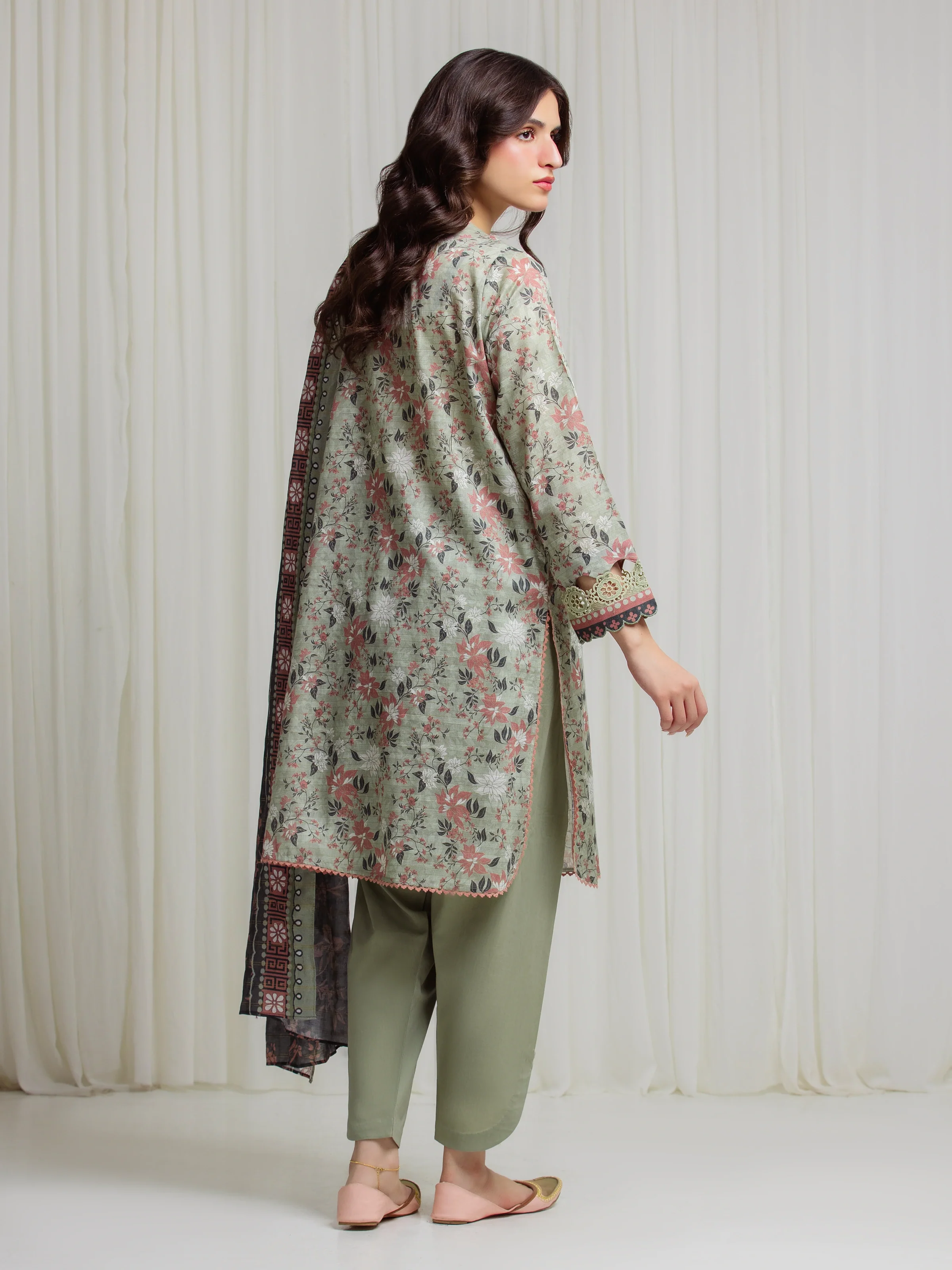 Printed Zari Lawn Suit - EWU6M6-085-3P - Image 6
