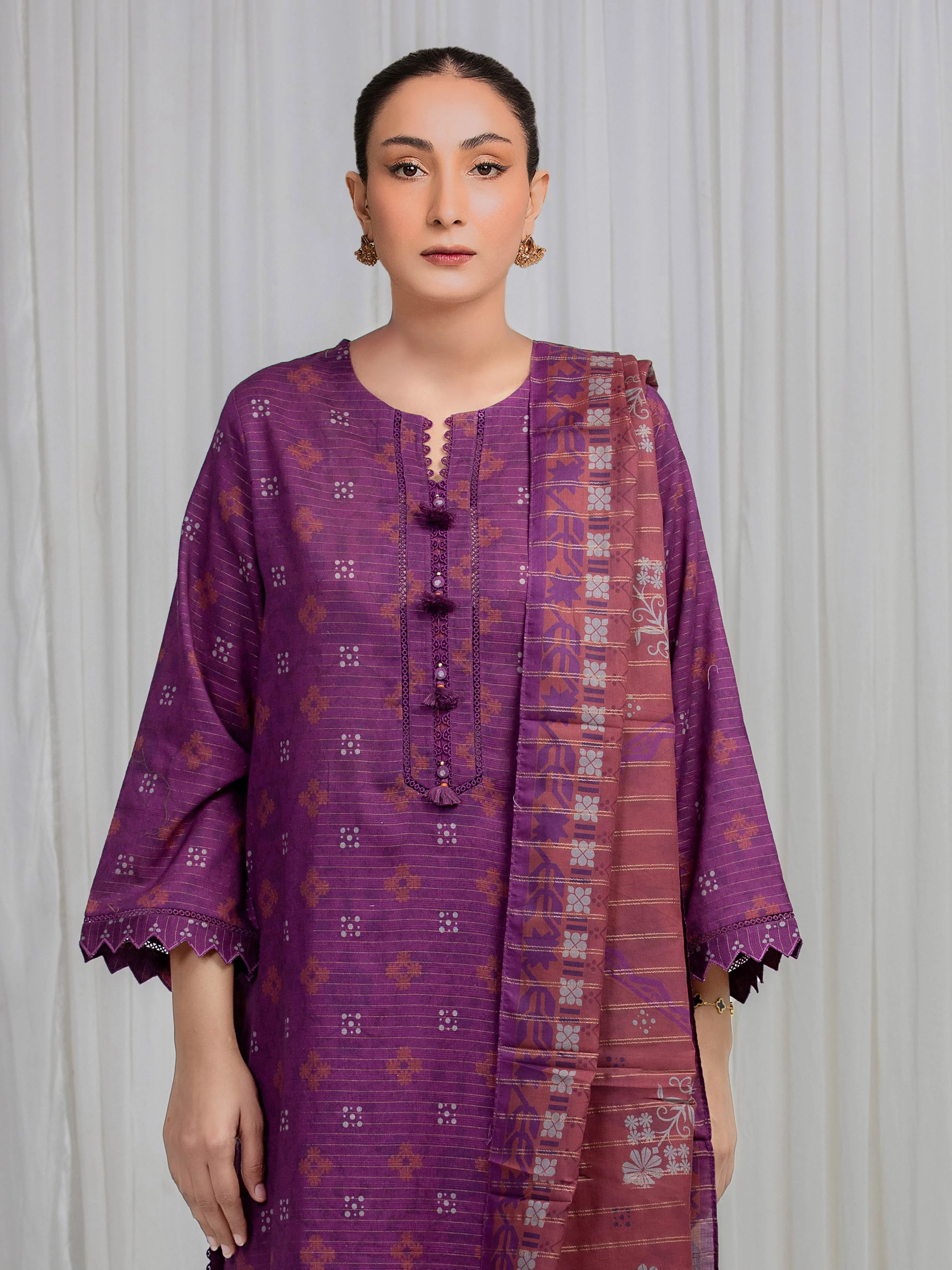 Printed Zari Lawn Suit - EWU6M6-089-3P - Image 2