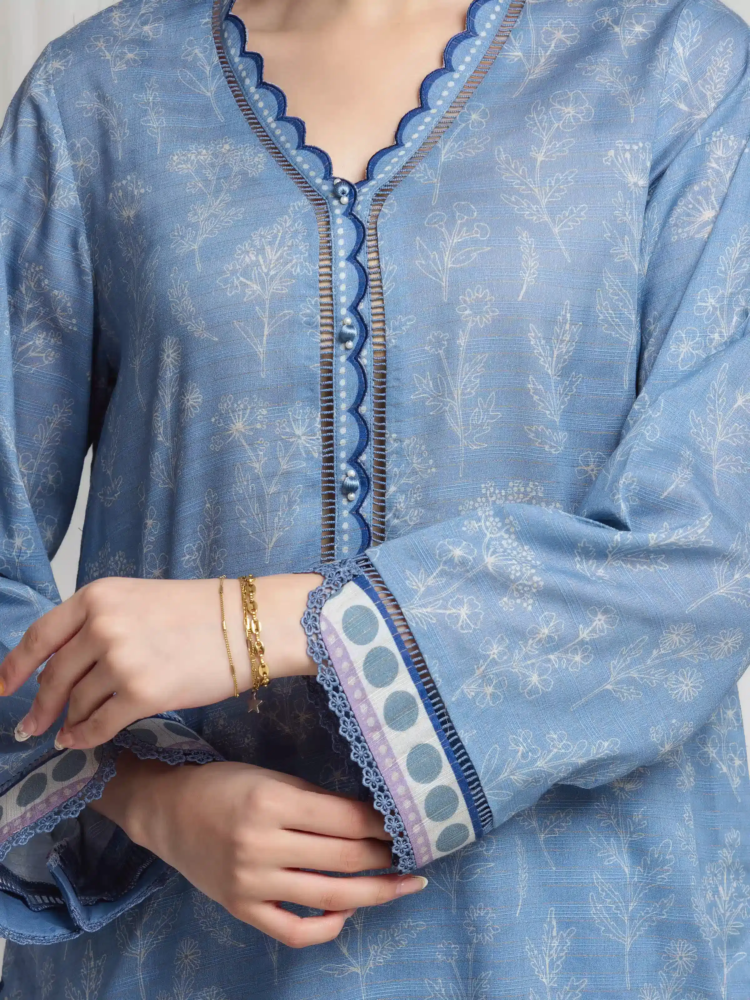 Printed Zari Lawn Suit - EWU6M6-092-3P - Image 3