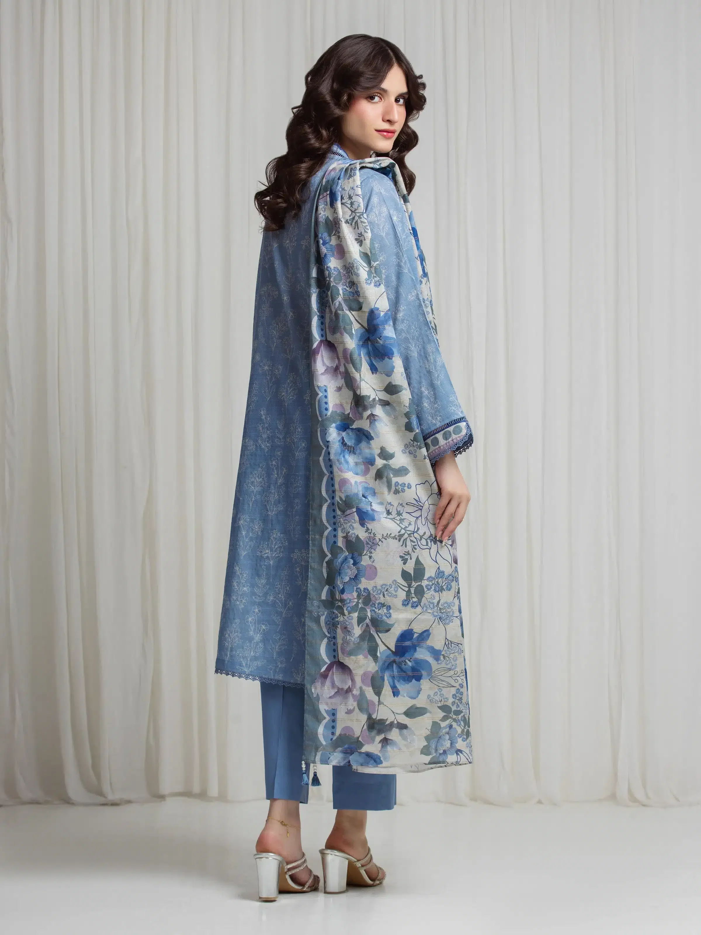 Printed Zari Lawn Suit - EWU6M6-092-3P - Image 5