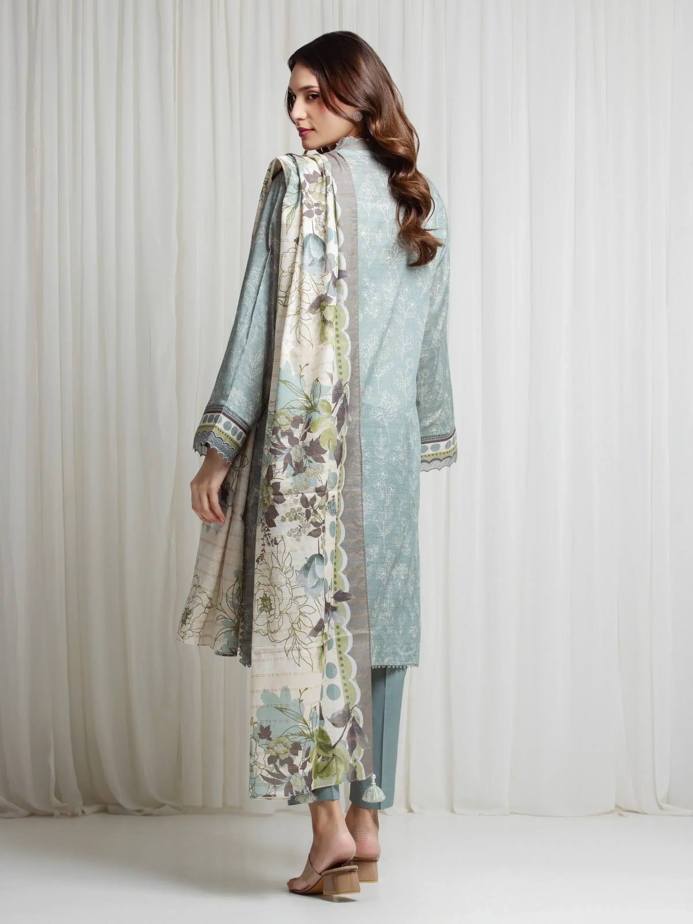 Printed Zari Lawn Suit - EWU6M6-093-3P - Image 6