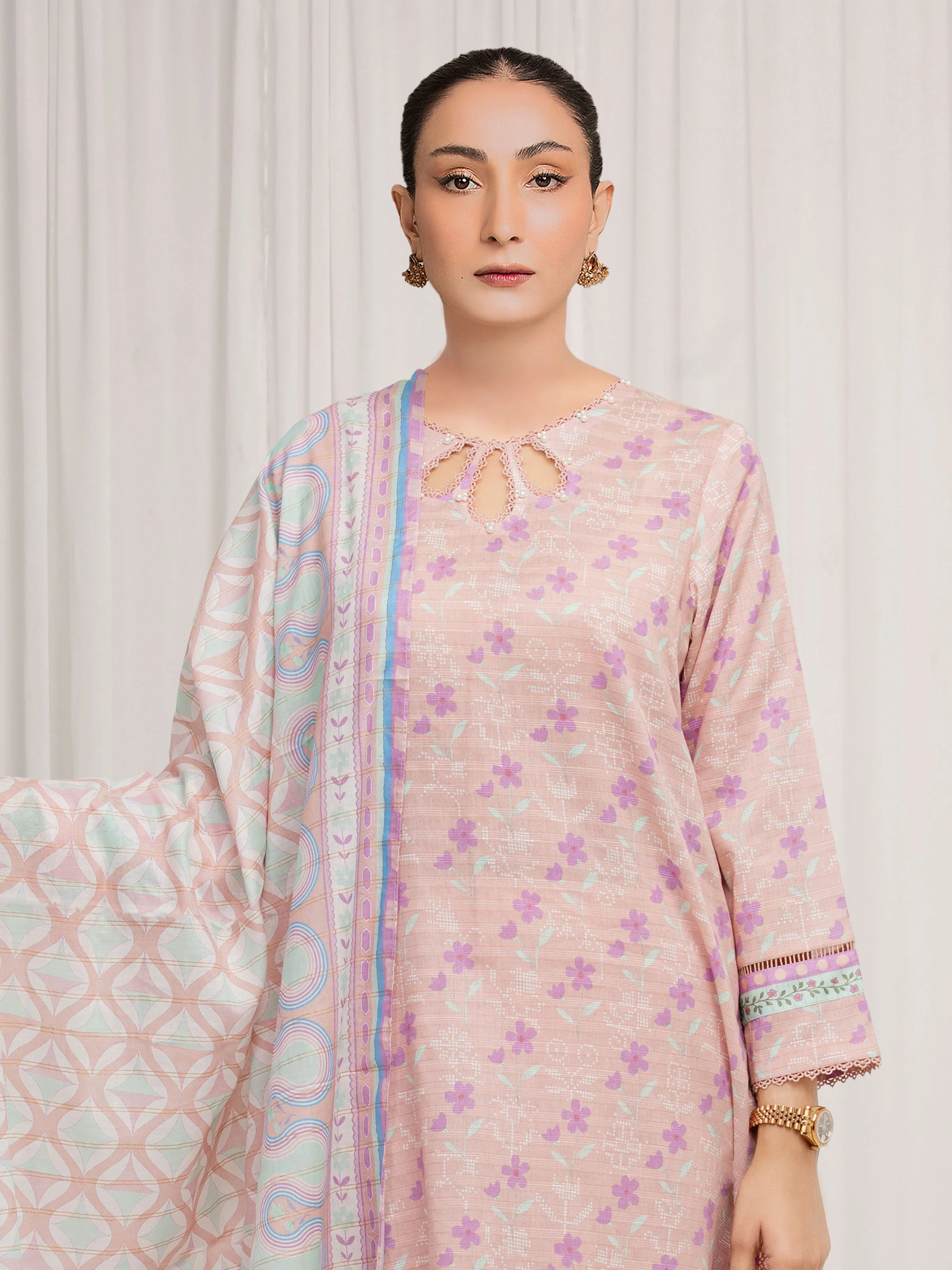 Printed Zari Lawn Suit - EWU6M6-094-3P - Image 2