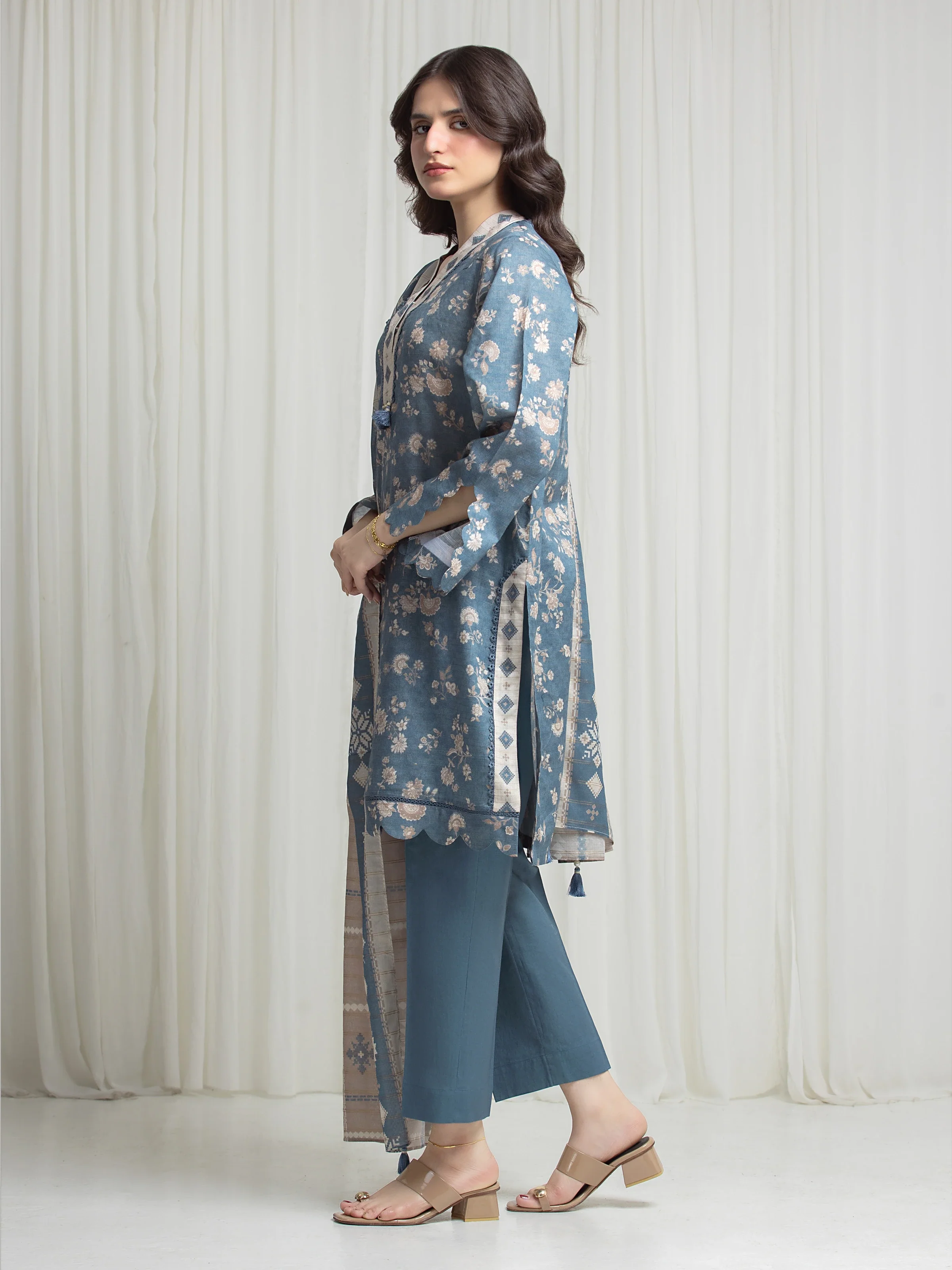 Printed Zari Lawn Suit - EWU6M6-099-3P - Image 5