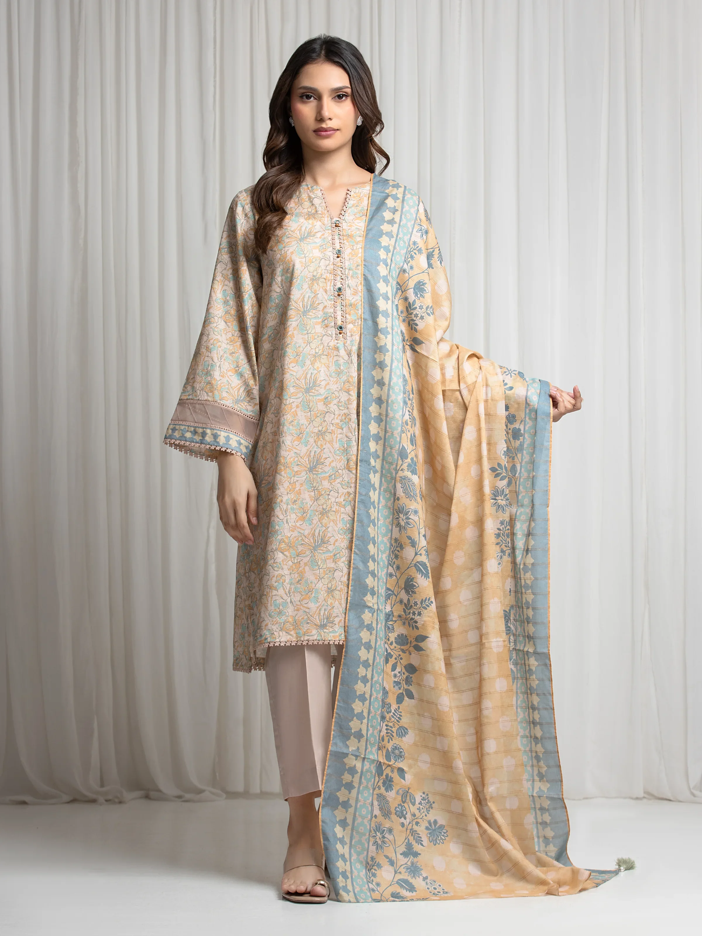 Printed Zari Lawn Suit - EWU6M6-102-3P