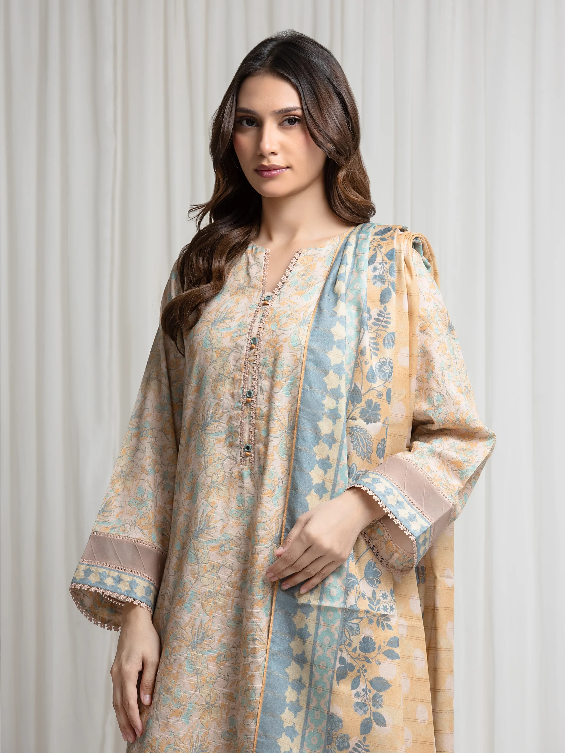 Printed Zari Lawn Suit - EWU6M6-102-3P - Image 2