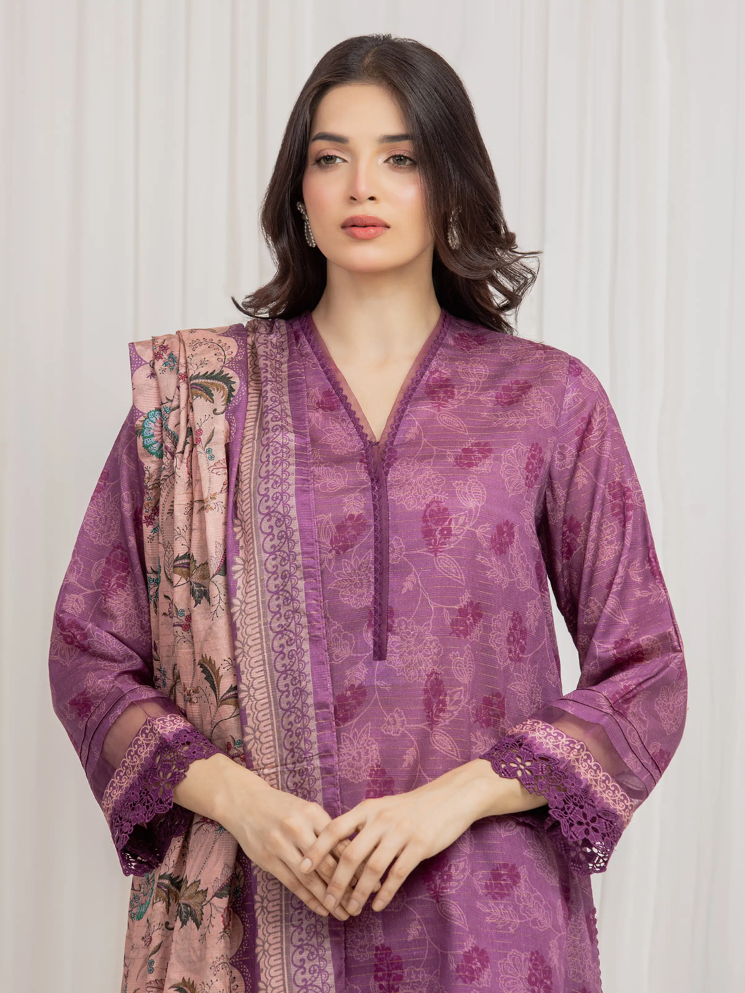 Printed Zari Lawn Suit - EWU6M6-008-3P - Image 2