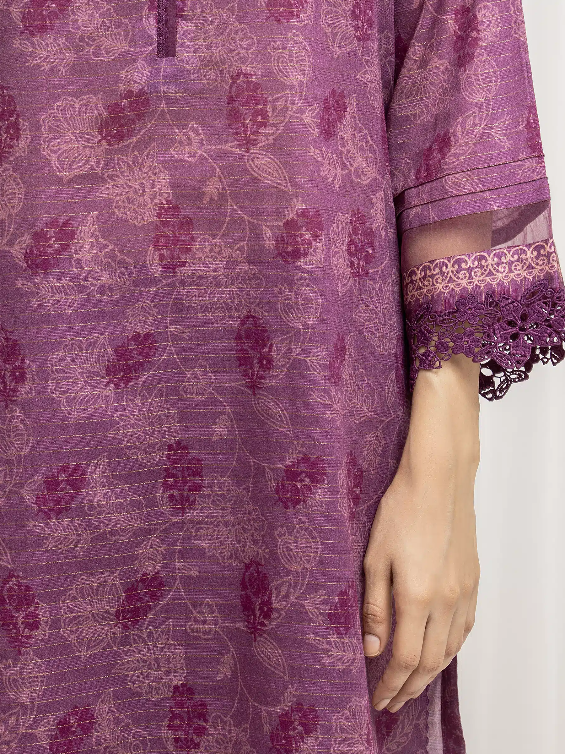 Printed Zari Lawn Suit - EWU6M6-008-3P - Image 4
