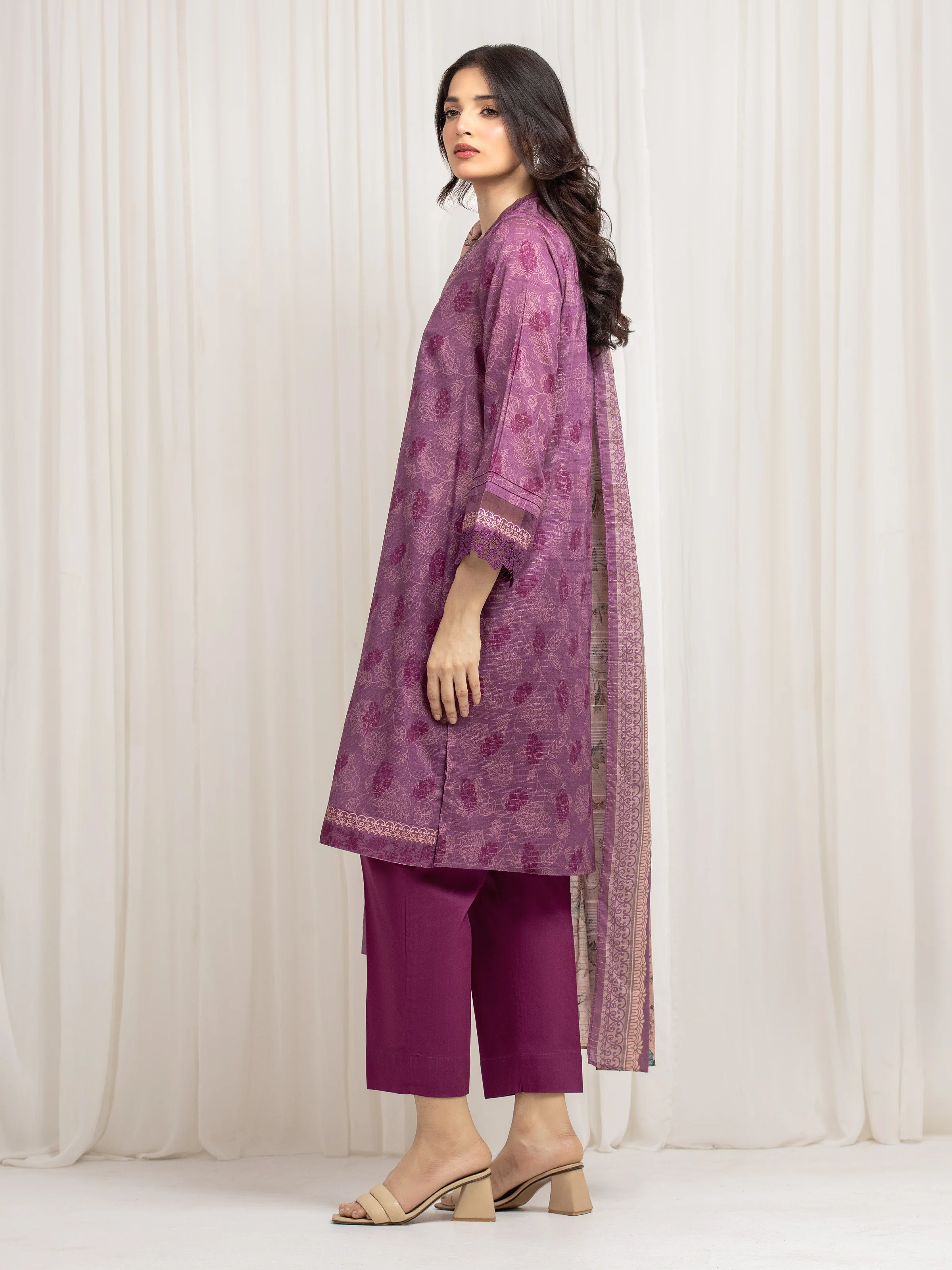 Printed Zari Lawn Suit - EWU6M6-008-3P - Image 5
