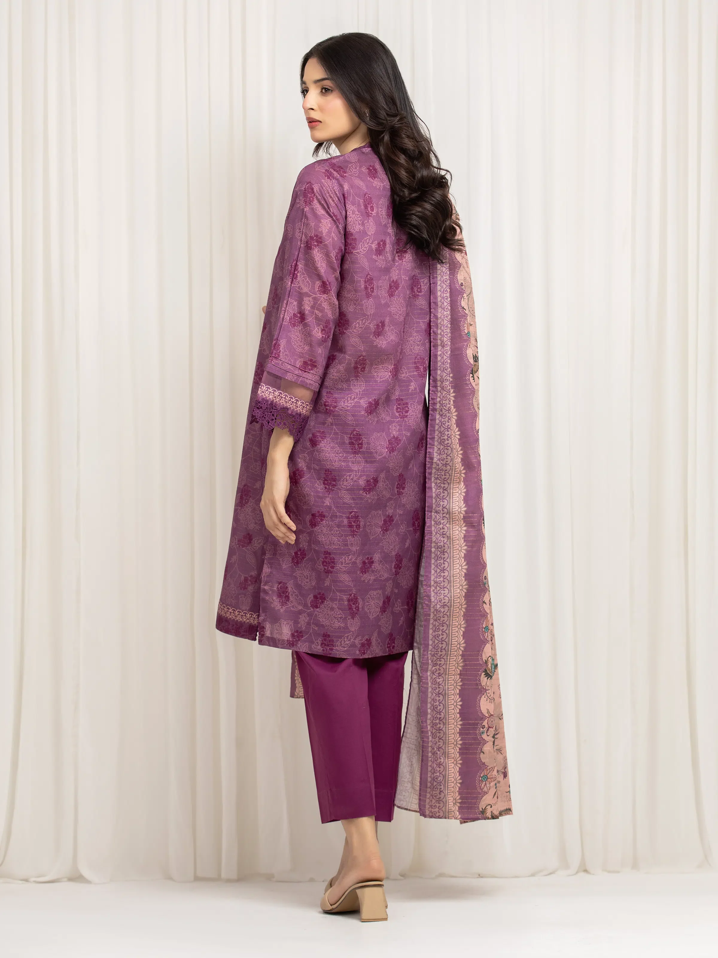 Printed Zari Lawn Suit - EWU6M6-008-3P - Image 6