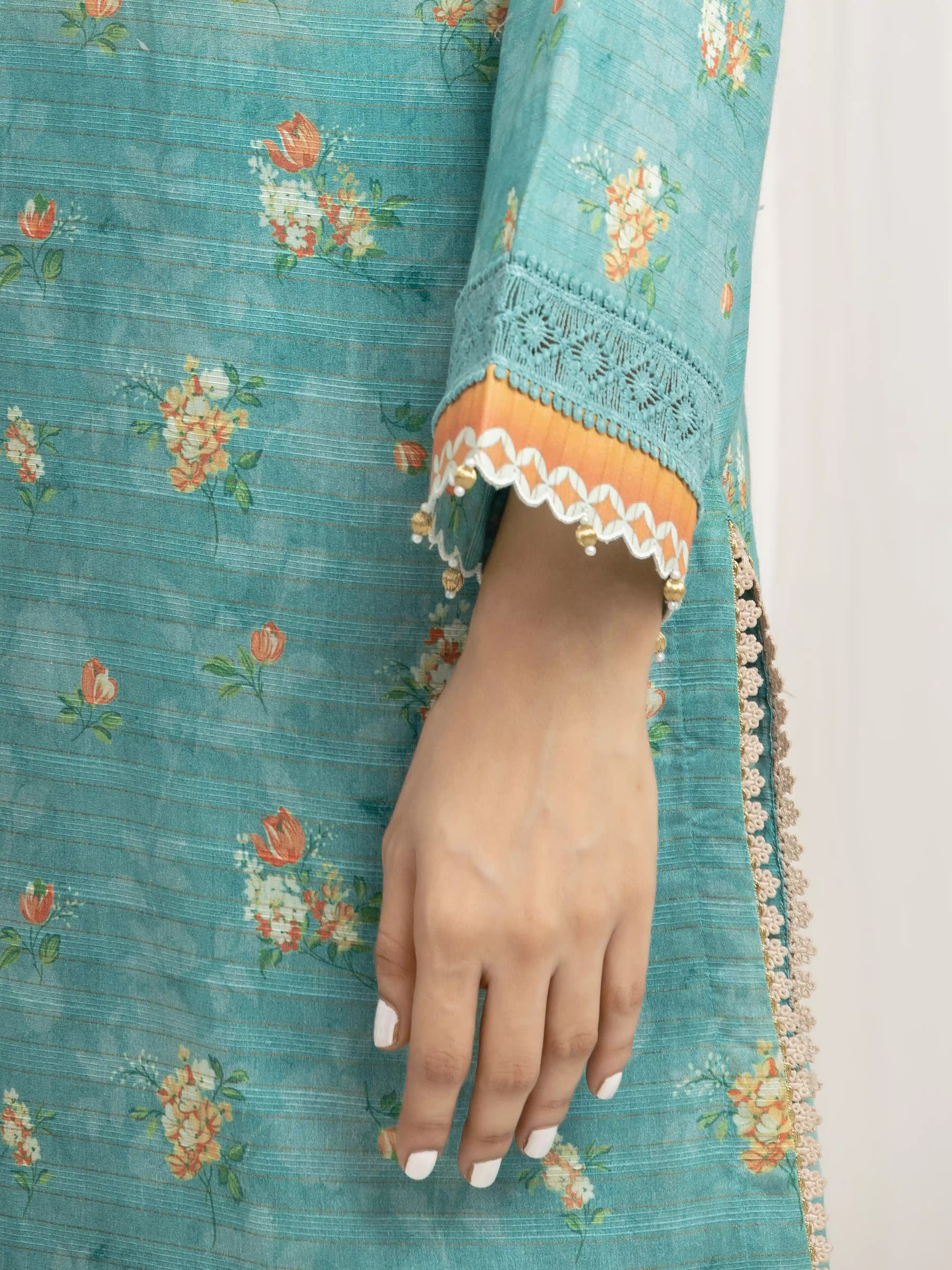 Printed Zari Lawn Suit - EWU6M6-018-3P - Image 3