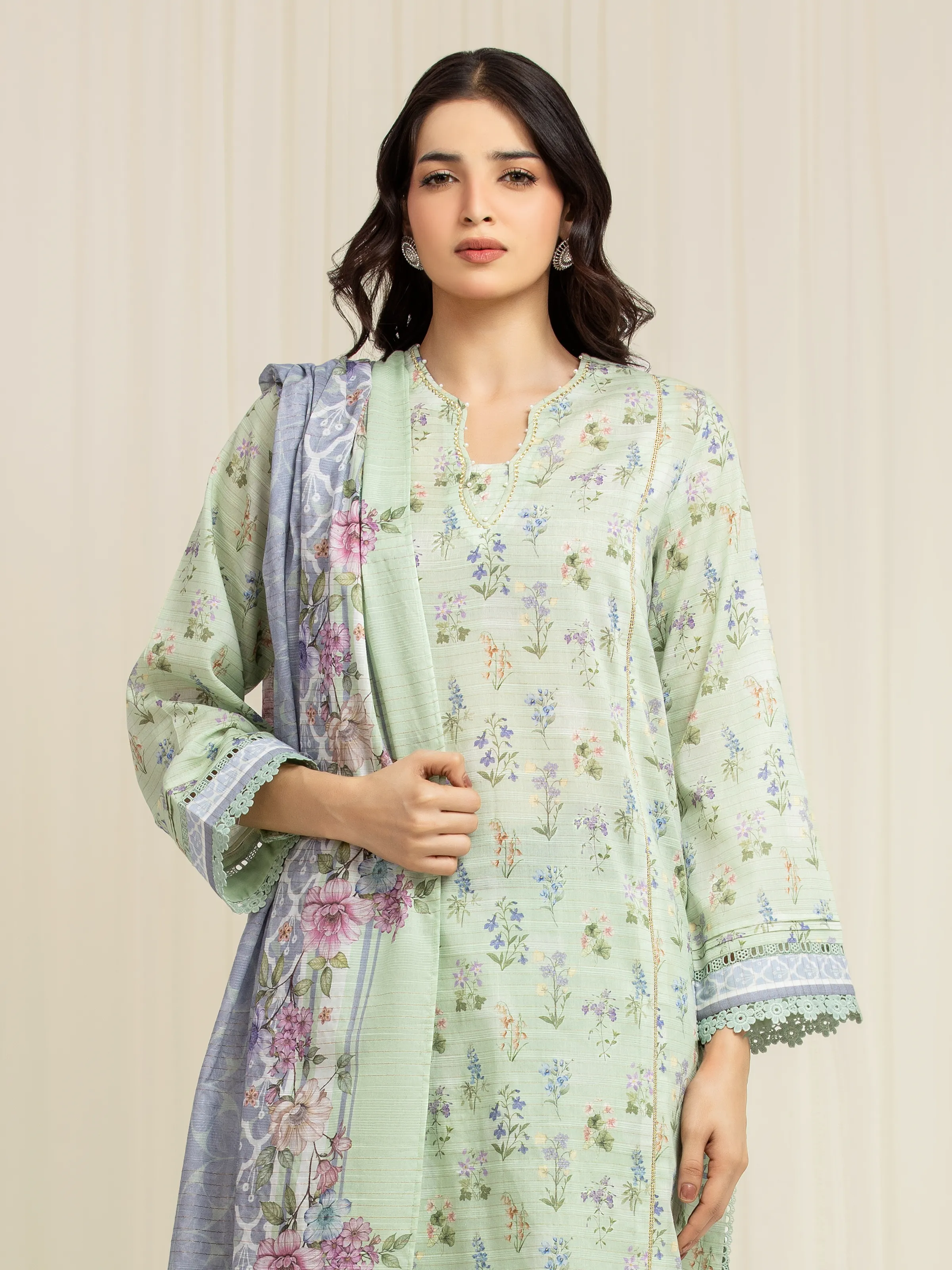 Printed Zari Lawn Suit - EWU6M6-019-3P - Image 2