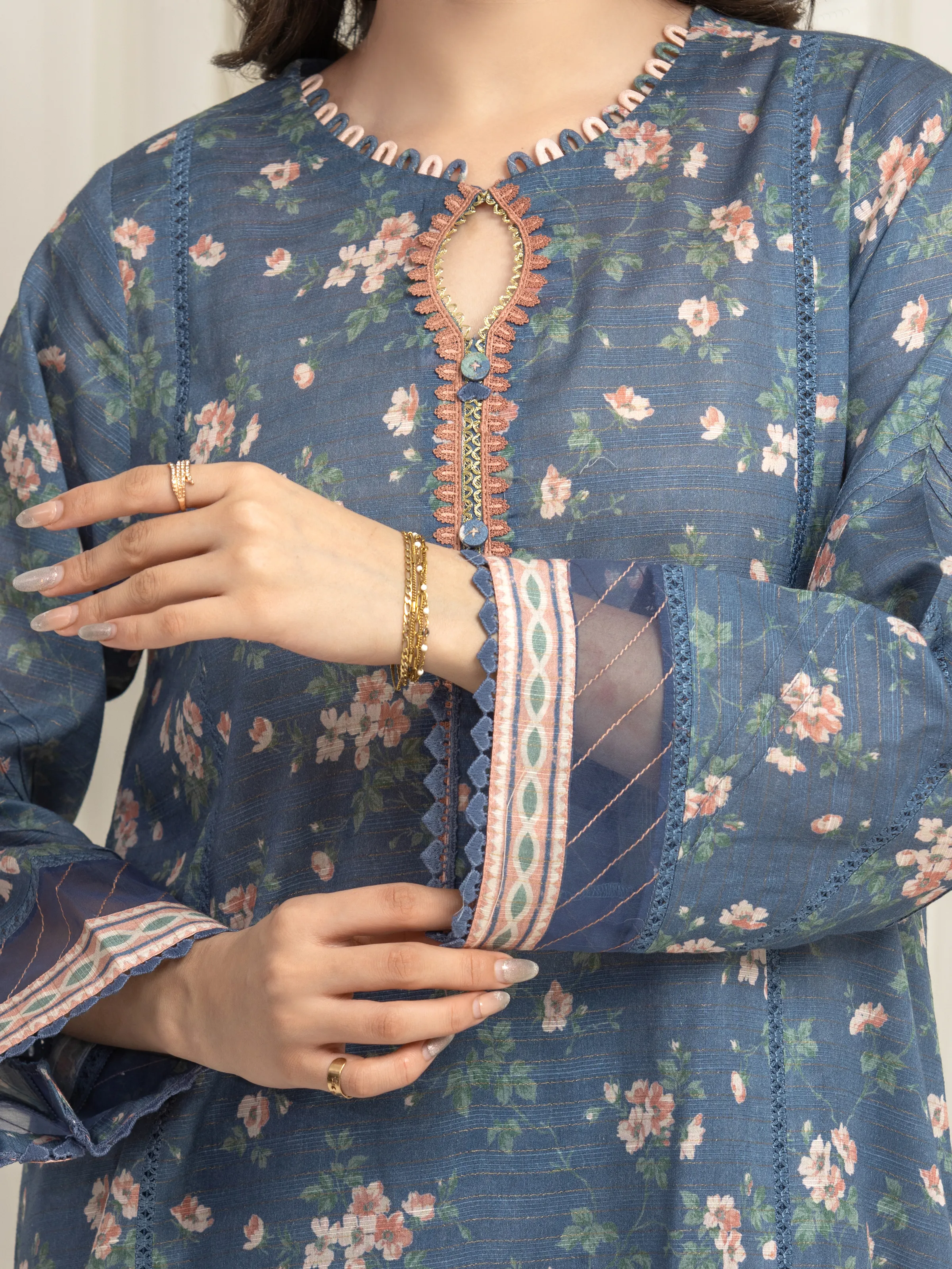 Printed Zari Lawn Suit - EWU6M6-036-3P - Image 3