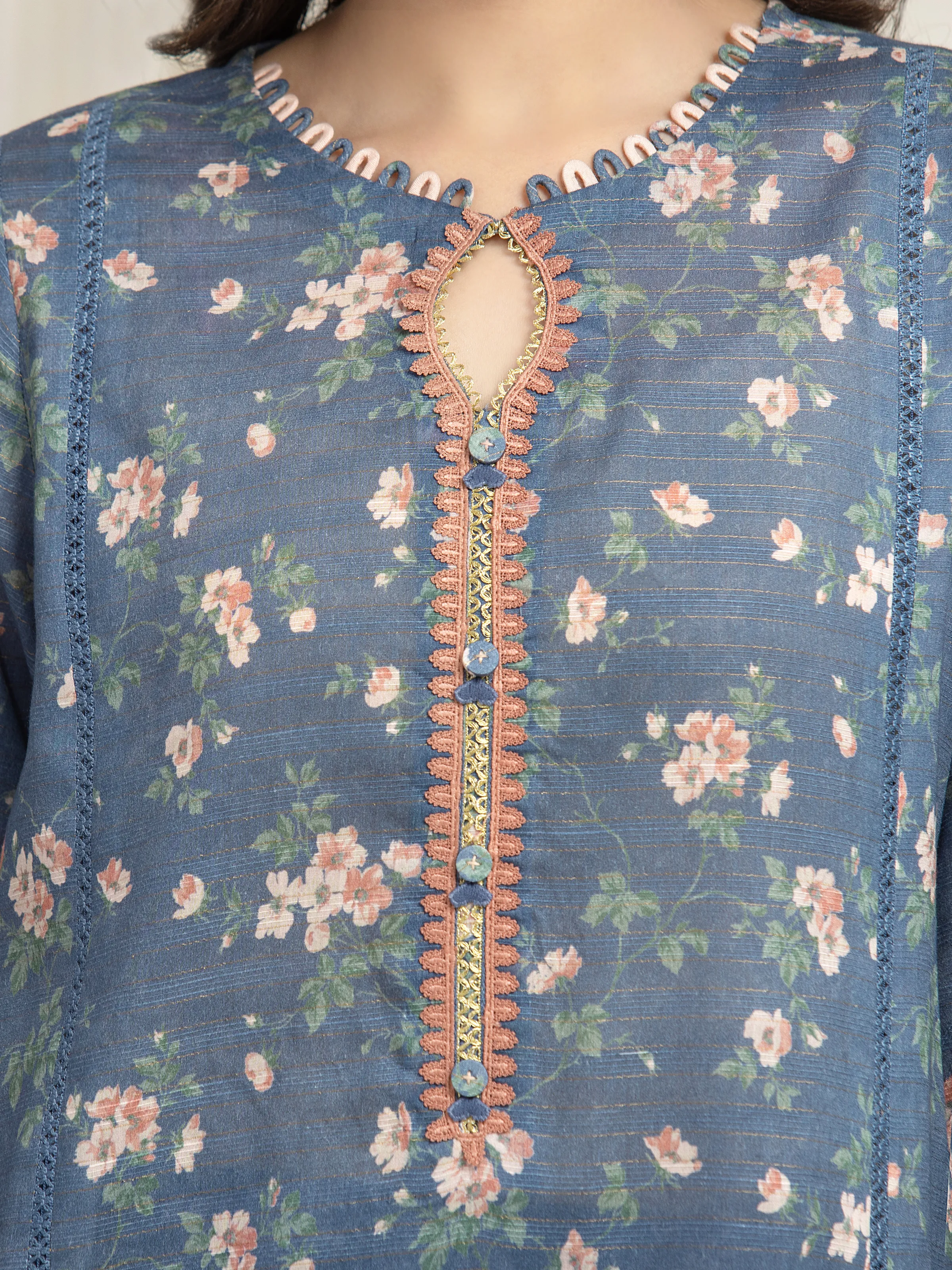 Printed Zari Lawn Suit - EWU6M6-036-3P - Image 4