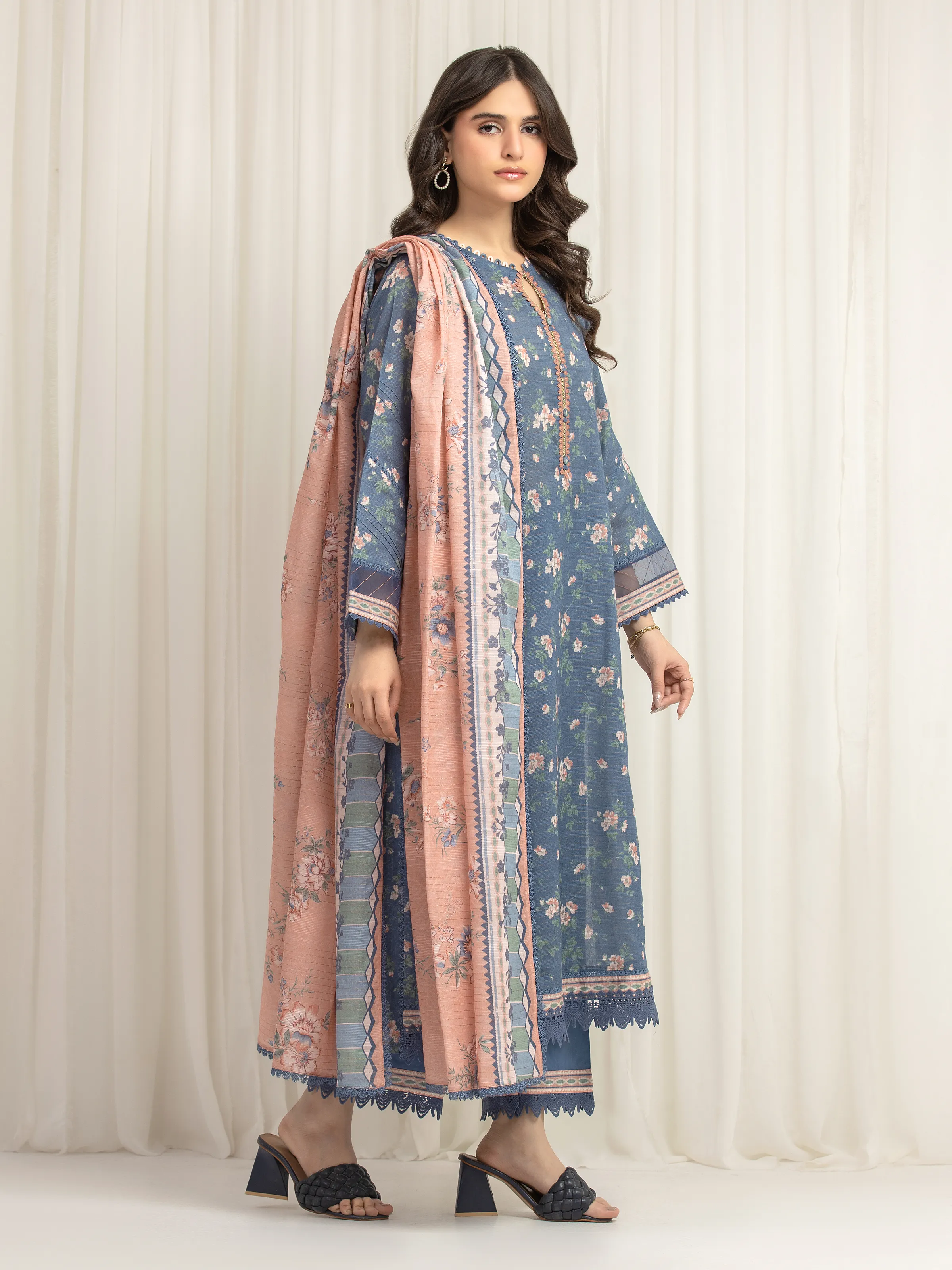Printed Zari Lawn Suit - EWU6M6-036-3P - Image 5