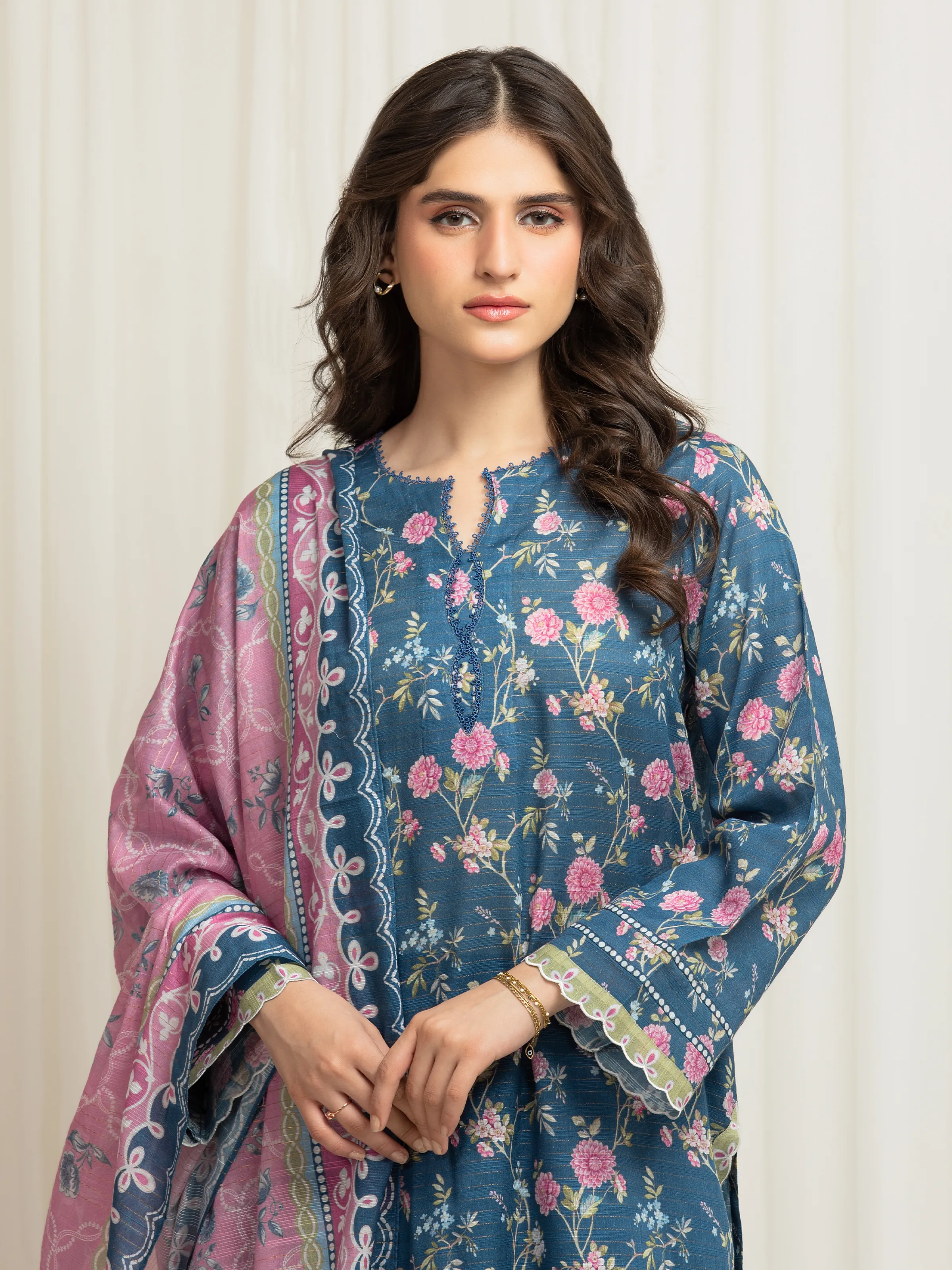 Printed Zari Lawn Suit - EWU6M6-037-3P - Image 2