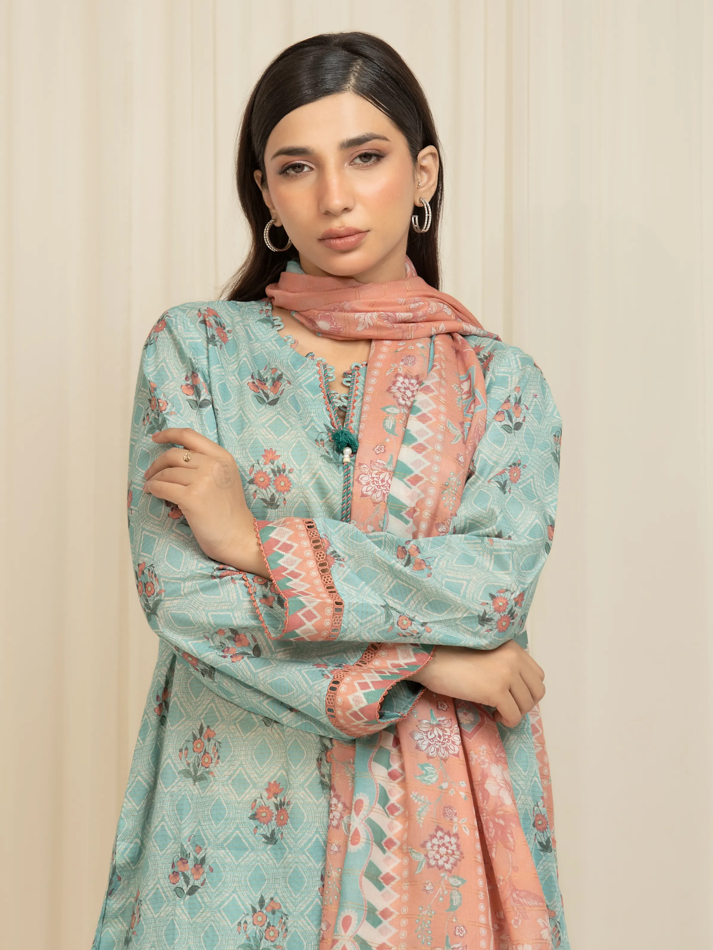 Printed Zari Lawn Suit - EWU6M6-042-3P - Image 2