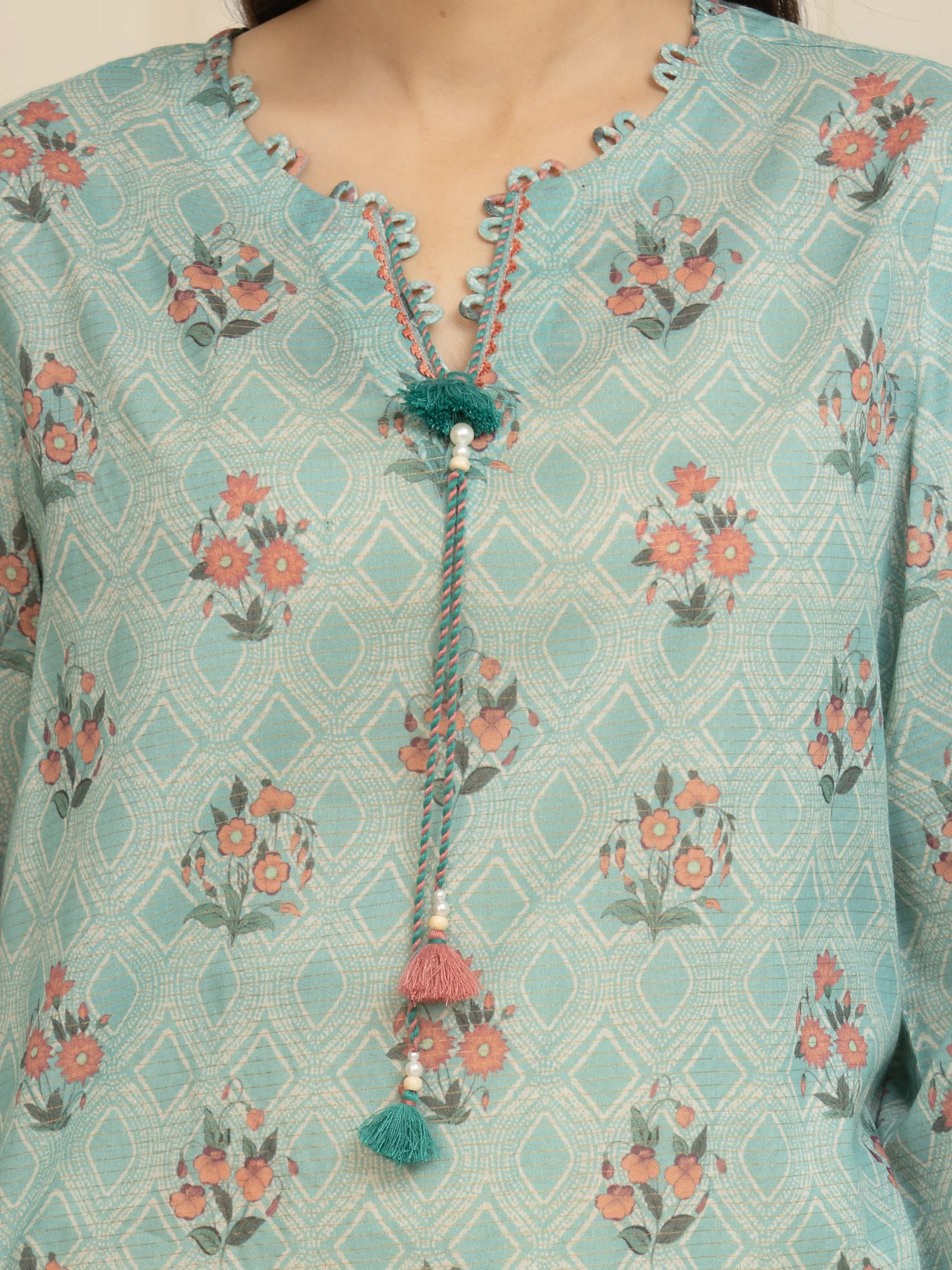 Printed Zari Lawn Suit - EWU6M6-042-3P - Image 4