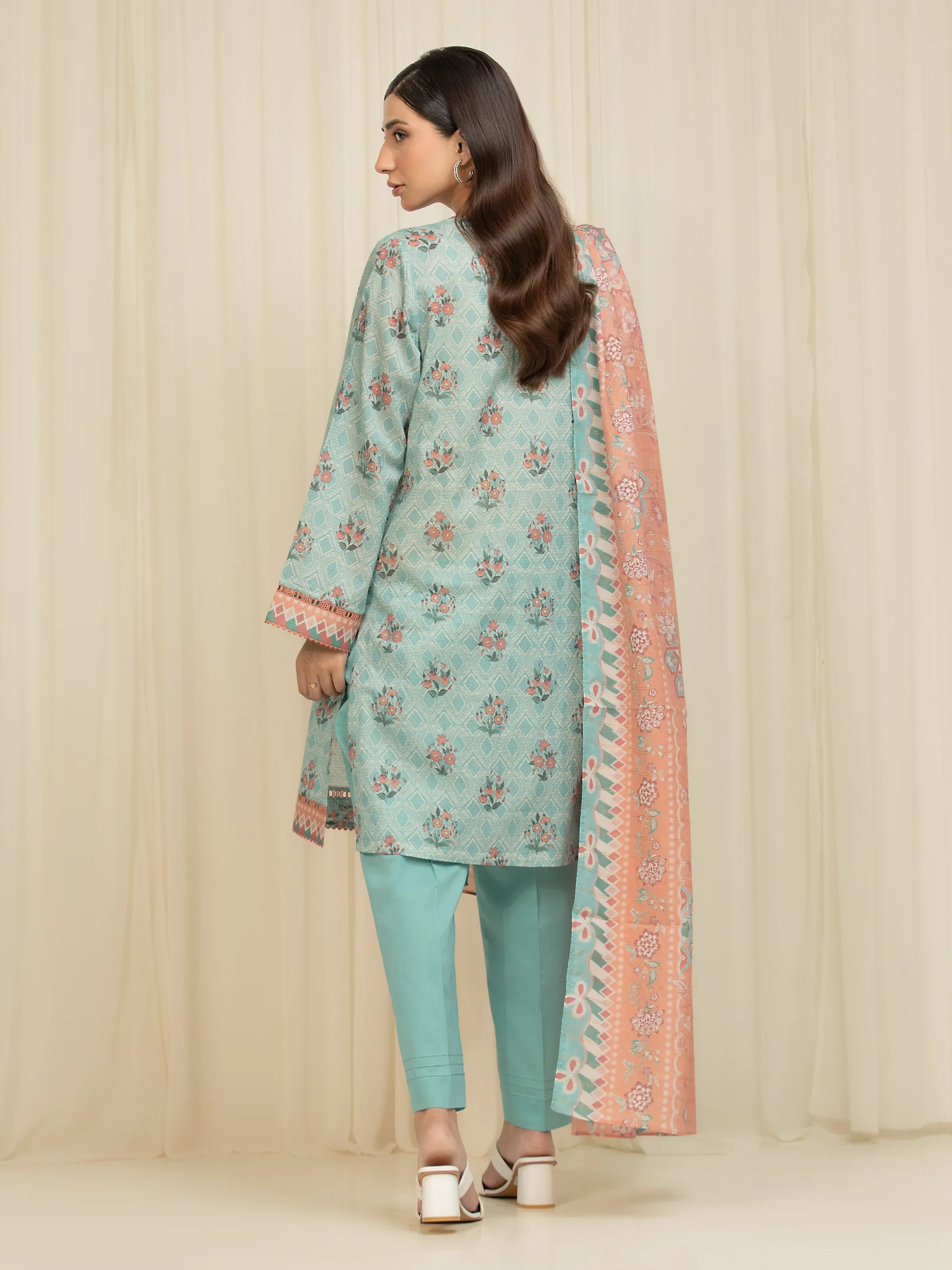Printed Zari Lawn Suit - EWU6M6-042-3P - Image 5