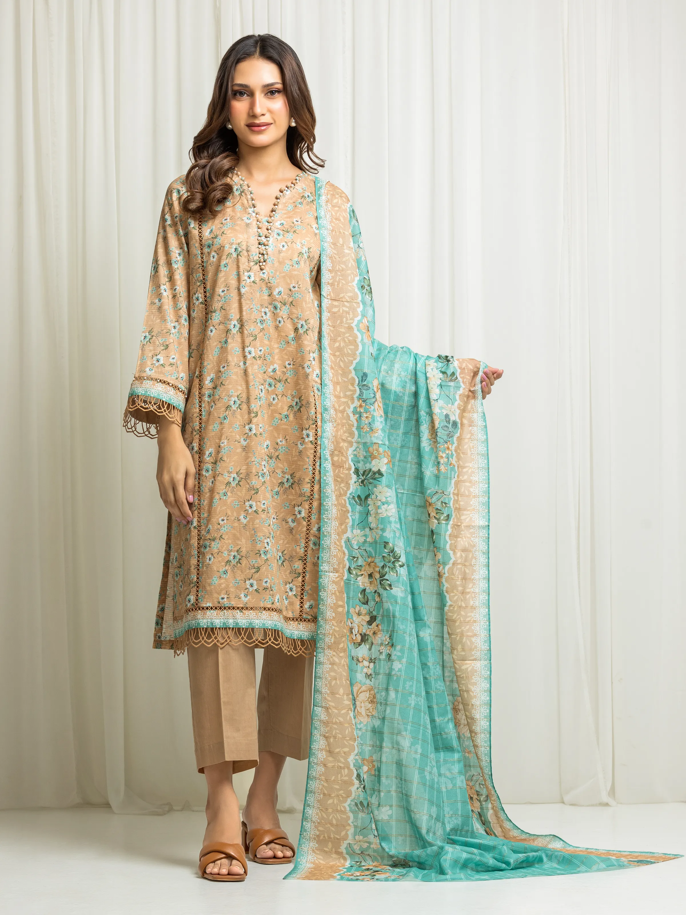 Printed Zari Lawn Suit - EWU6M6-043-3P