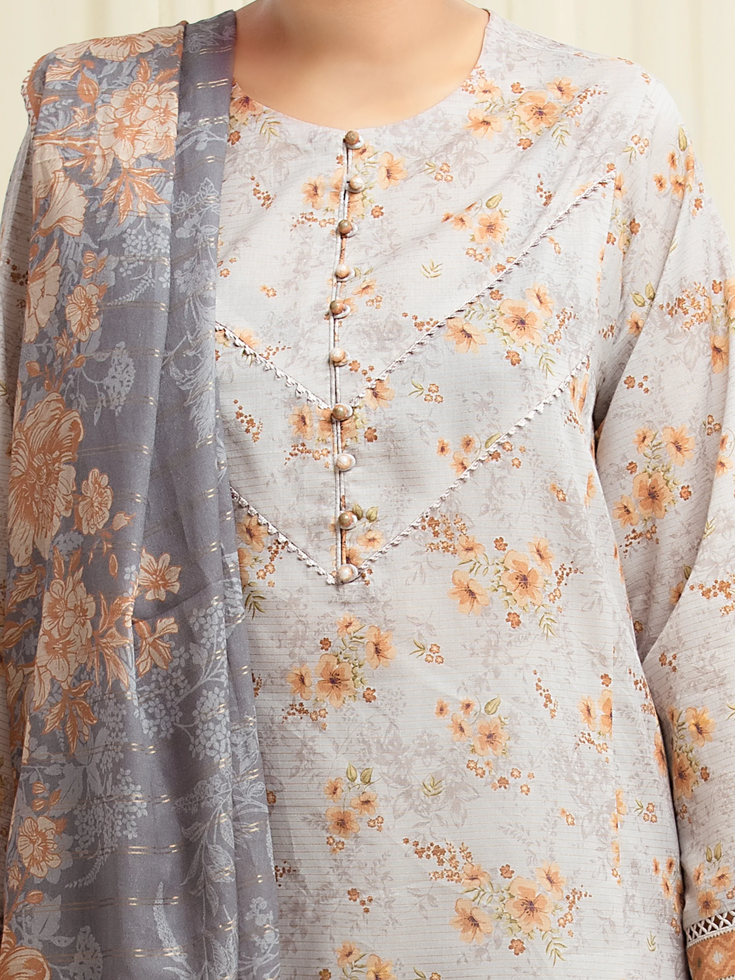 Printed Zari Lawn Suit - EWU6M6-045-3P - Image 3