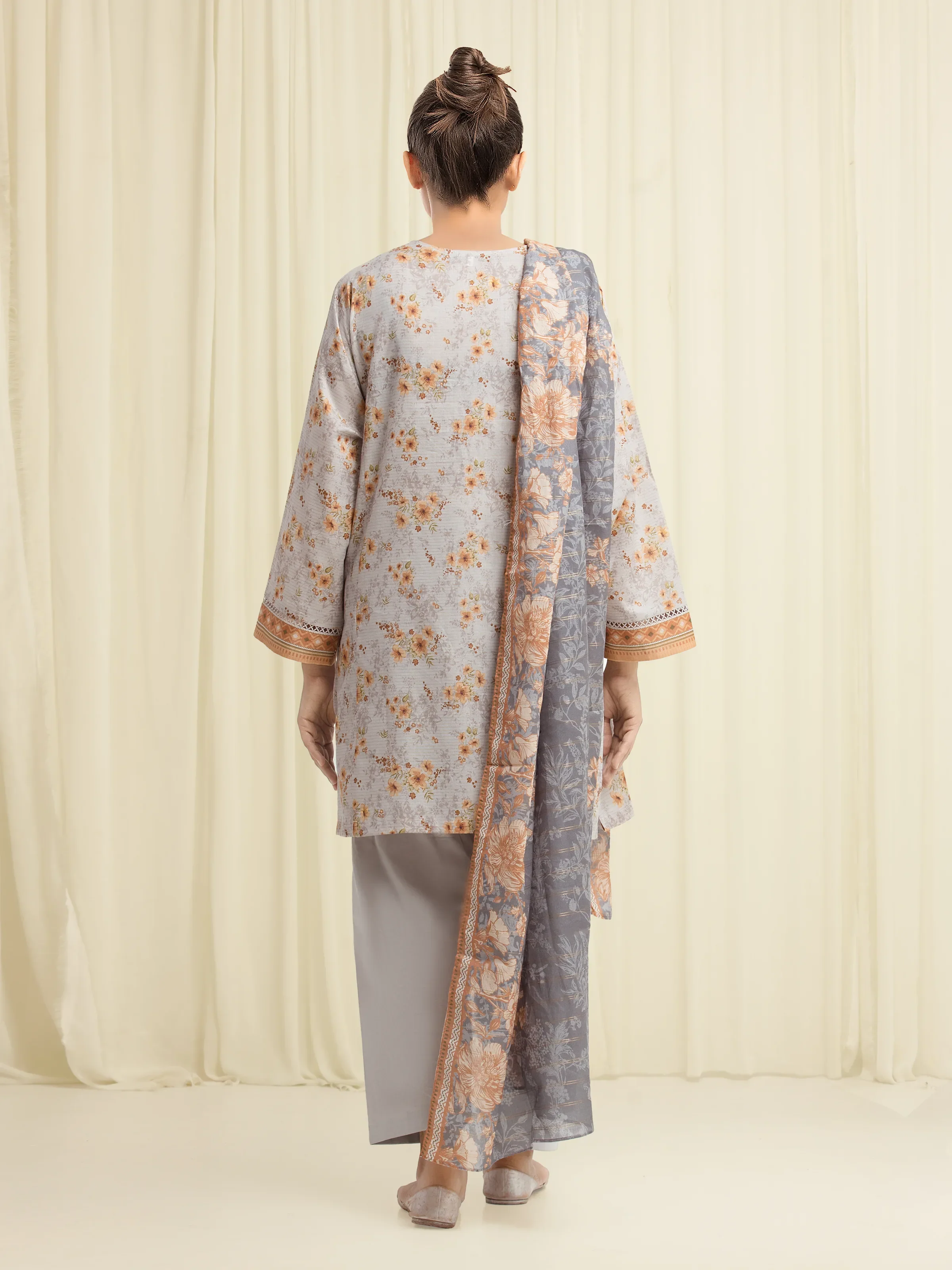 Printed Zari Lawn Suit - EWU6M6-045-3P - Image 5