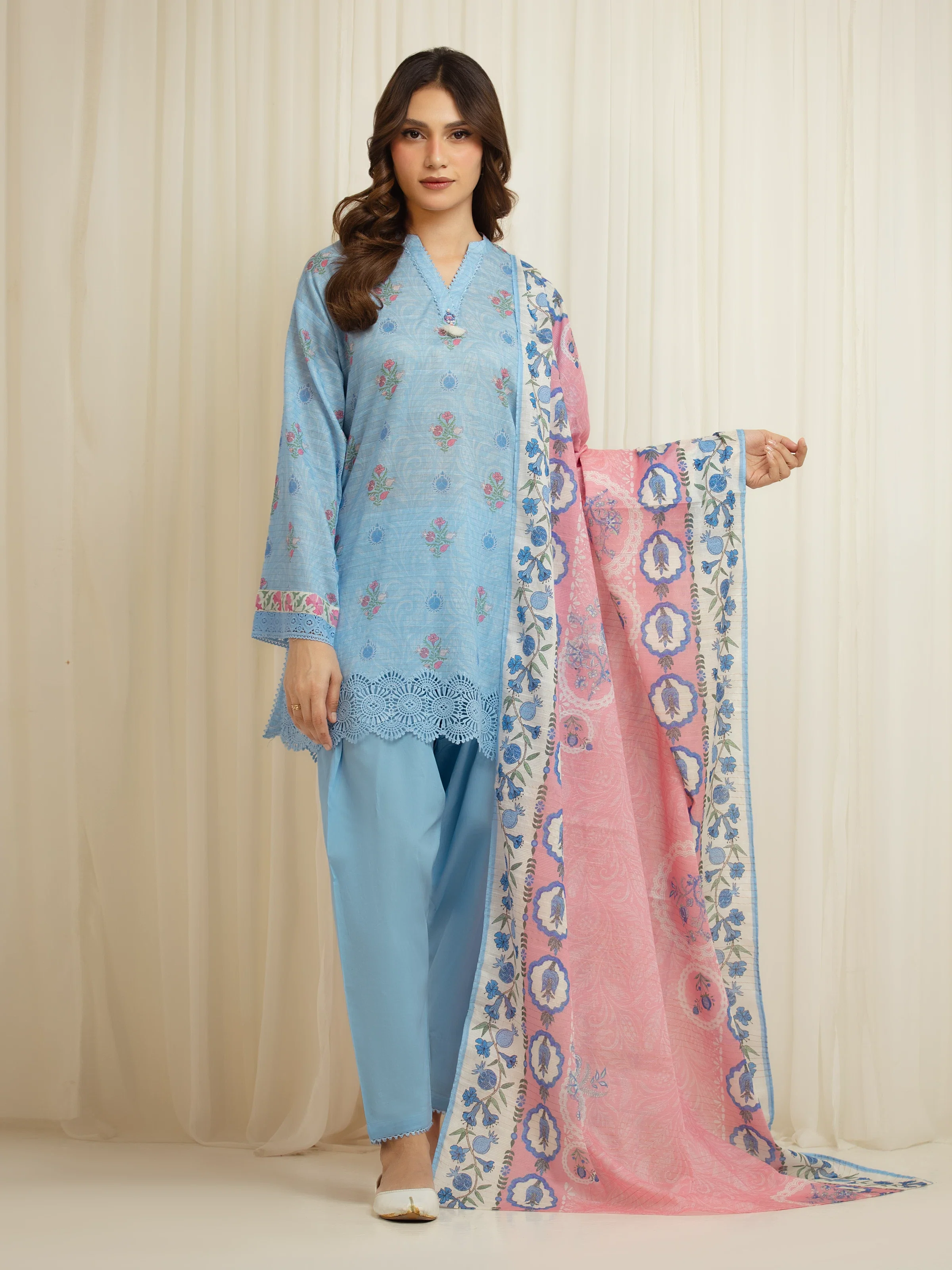 Printed Zari Lawn Suit - EWU6M6-052-3P