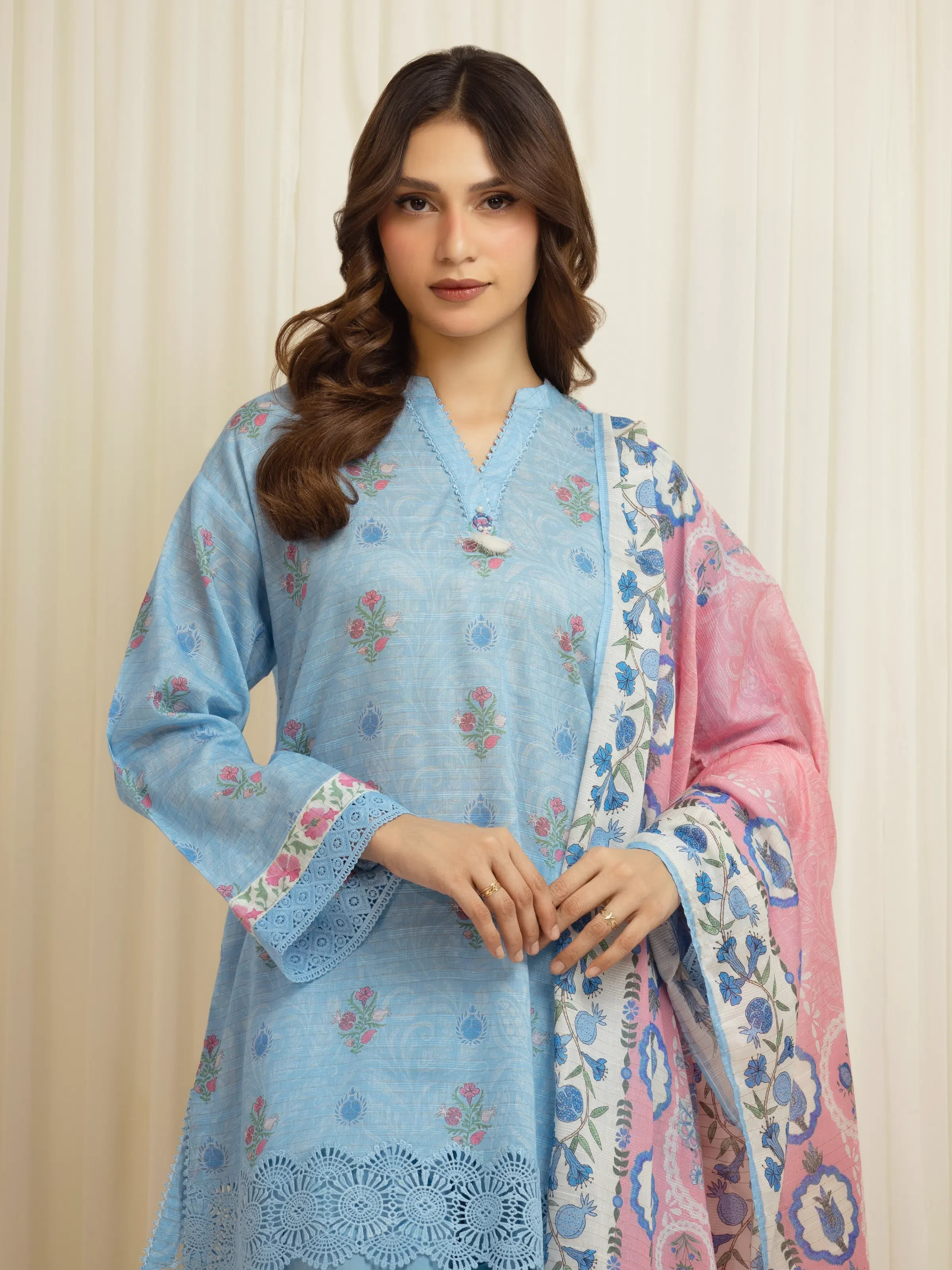 Printed Zari Lawn Suit - EWU6M6-052-3P - Image 2