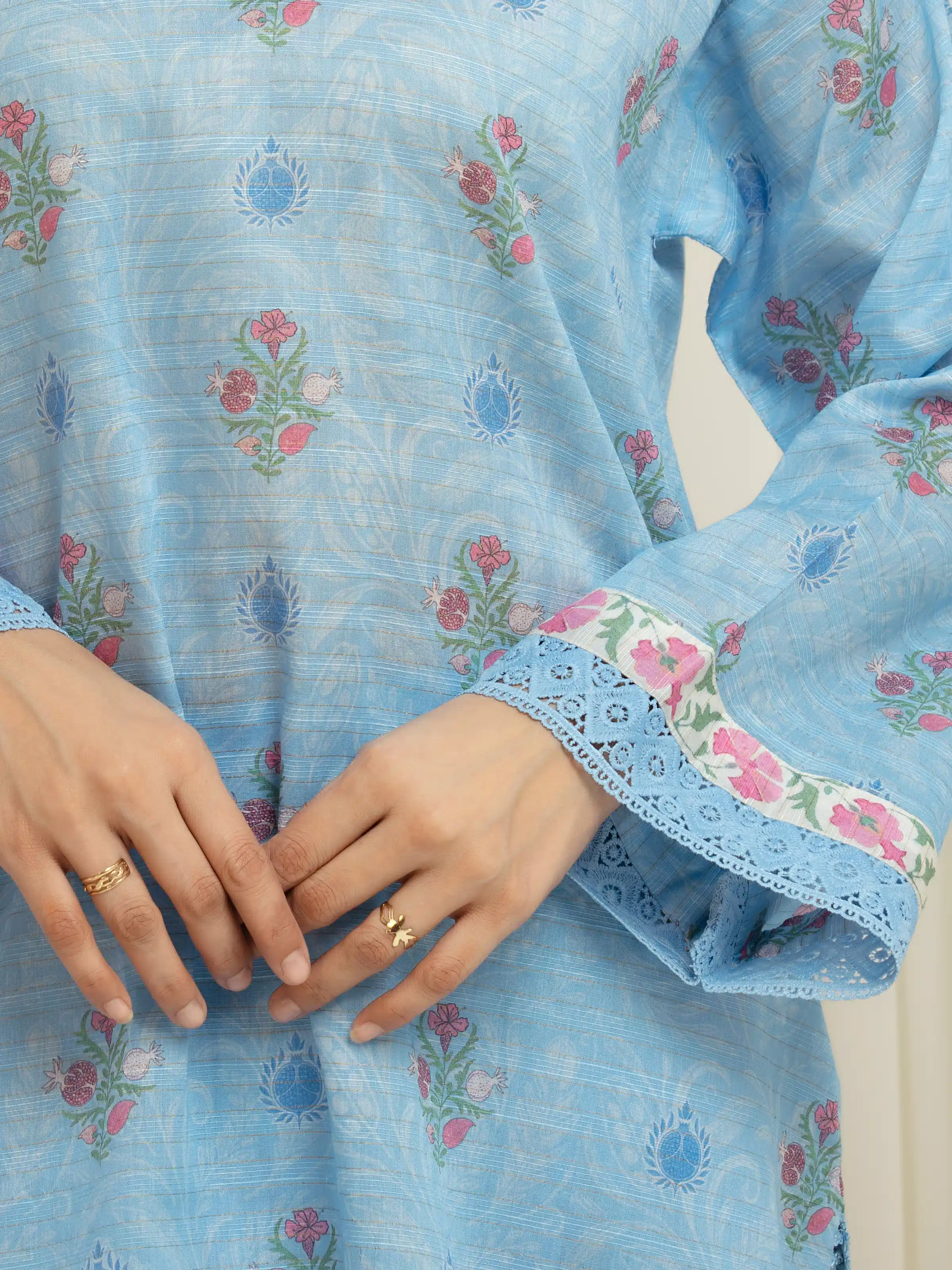 Printed Zari Lawn Suit - EWU6M6-052-3P - Image 3