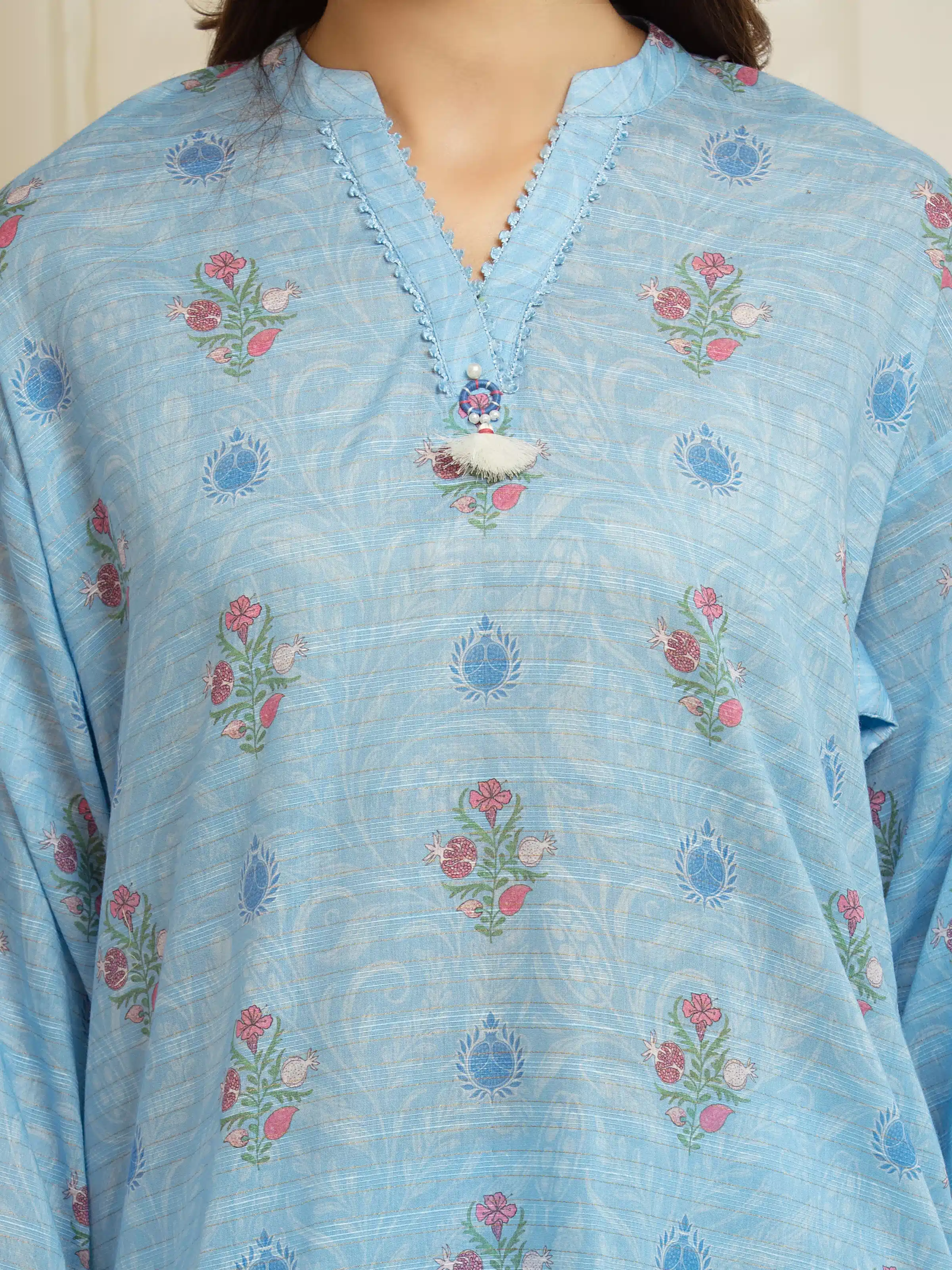 Printed Zari Lawn Suit - EWU6M6-052-3P - Image 4