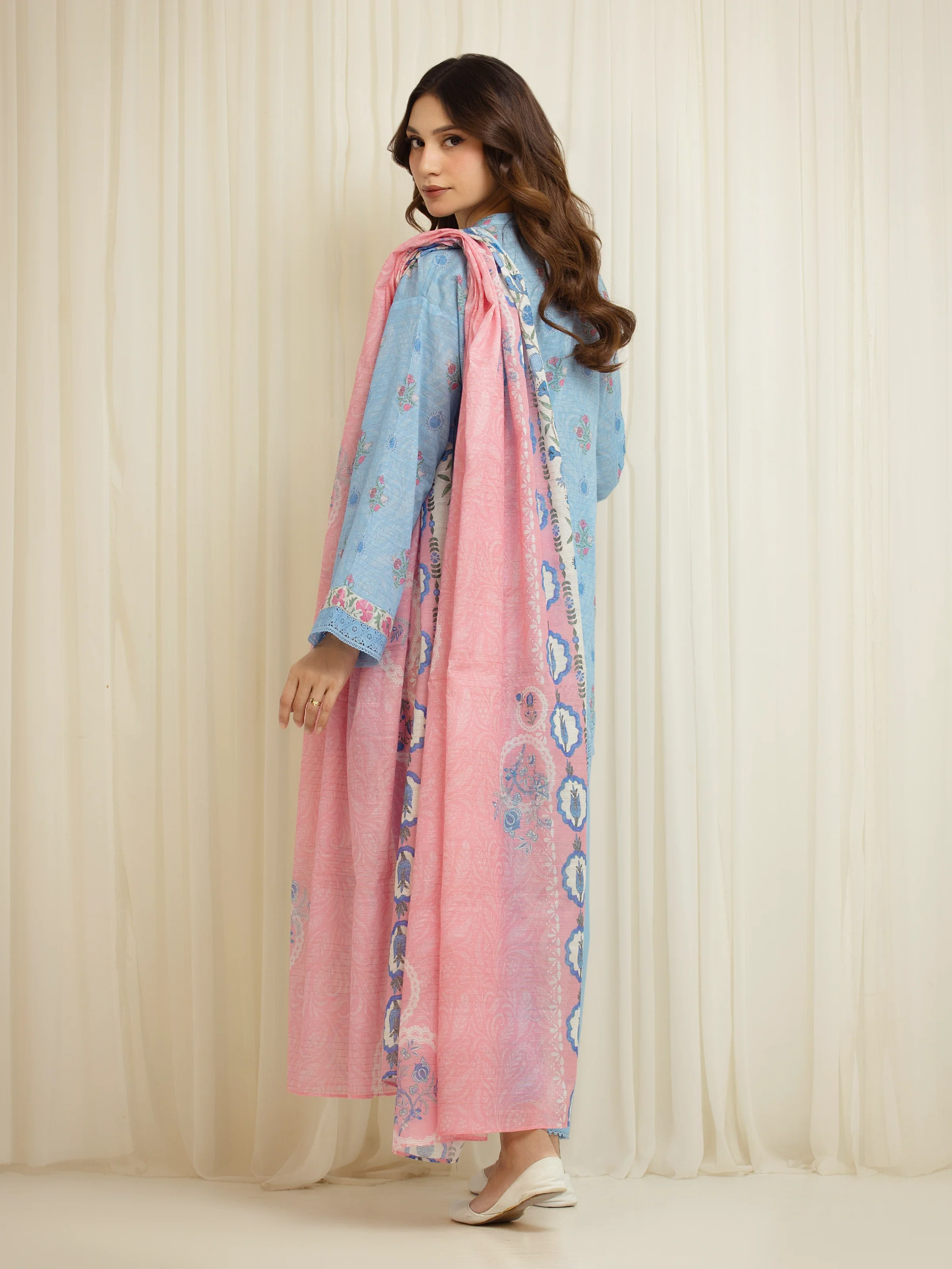 Printed Zari Lawn Suit - EWU6M6-052-3P - Image 6
