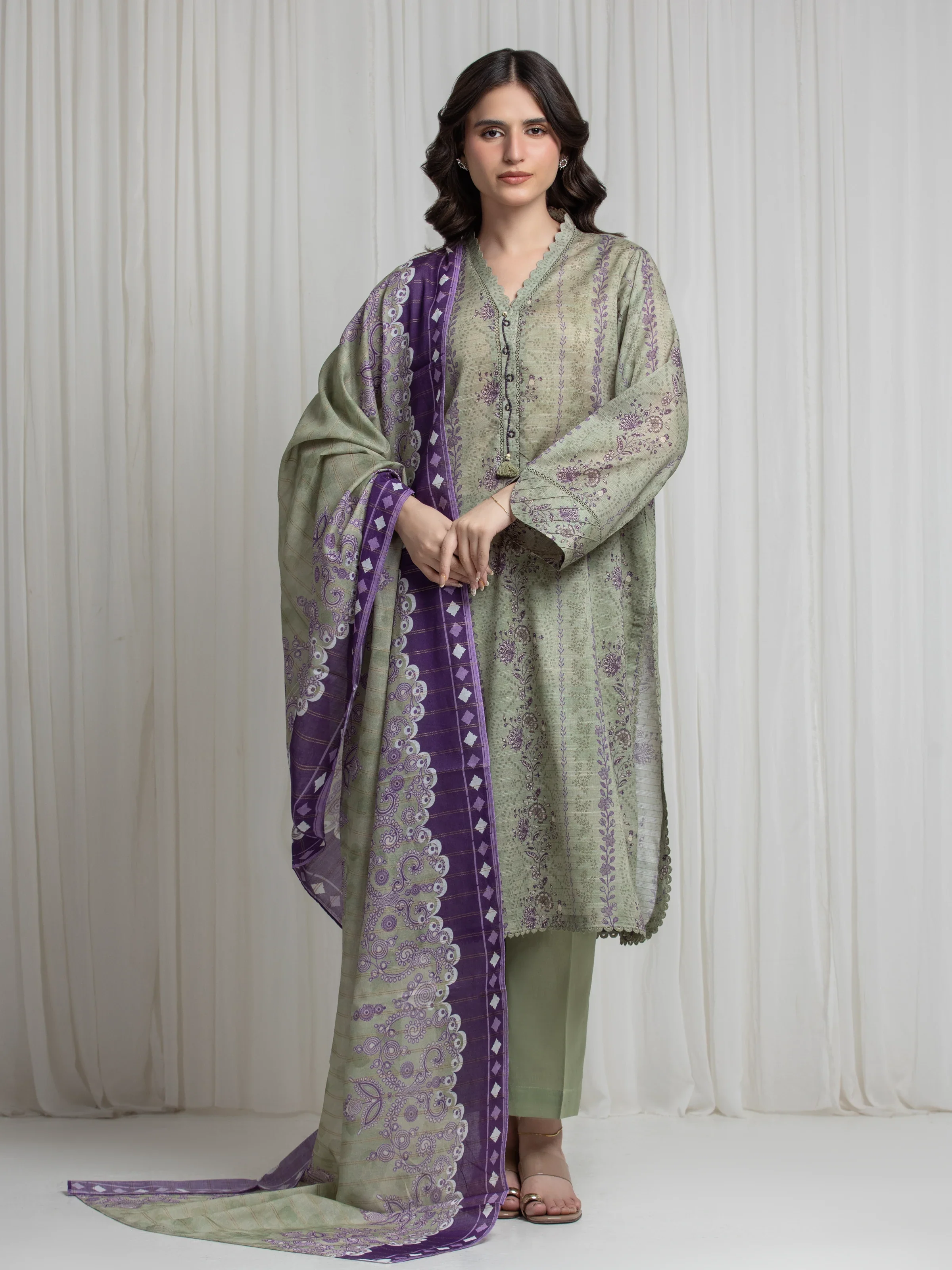 Printed Zari Lawn Suit - EWU6M6-074-3P