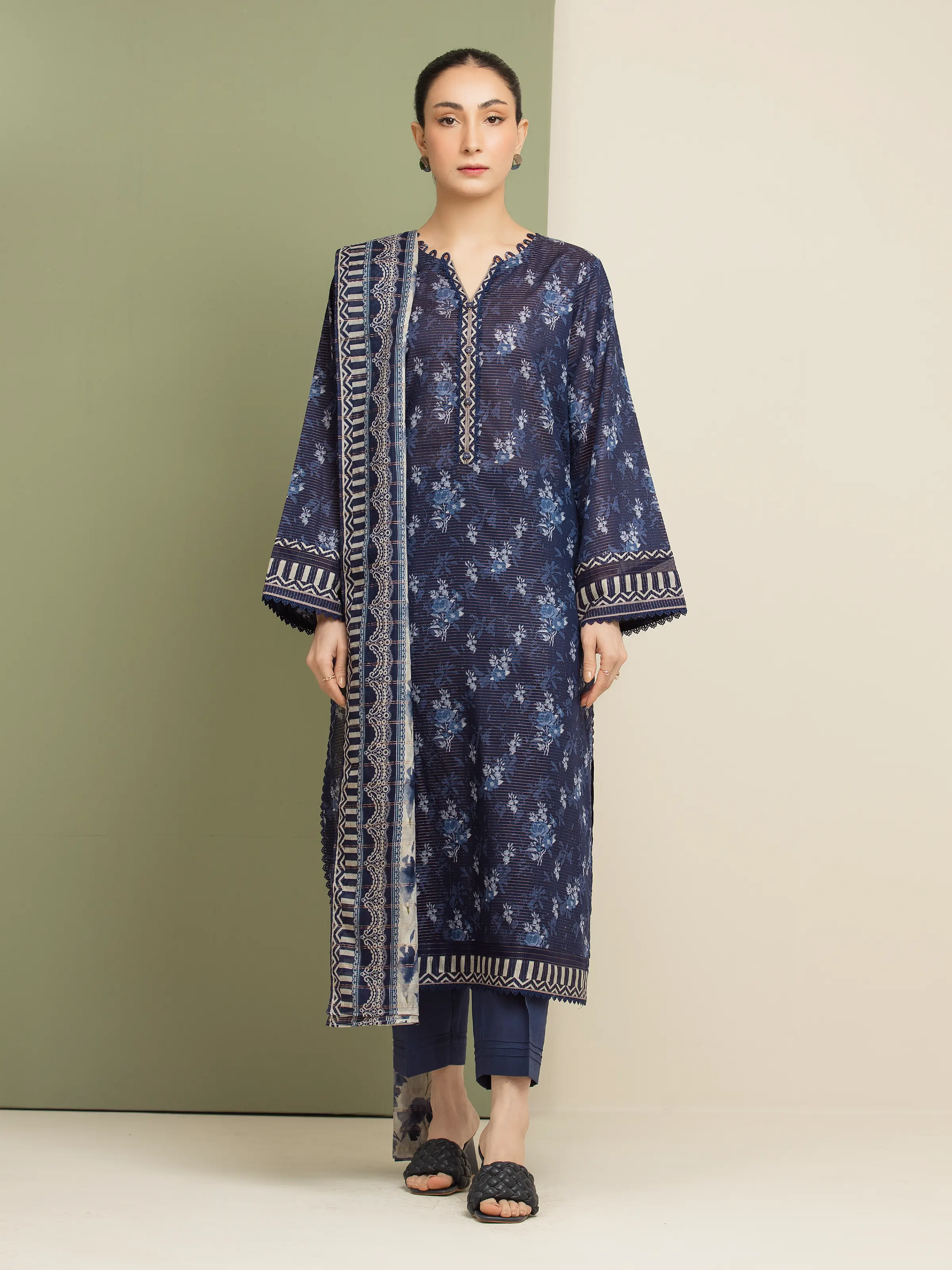 Printed Zari Lawn Suit - EWU5M6-010-3P