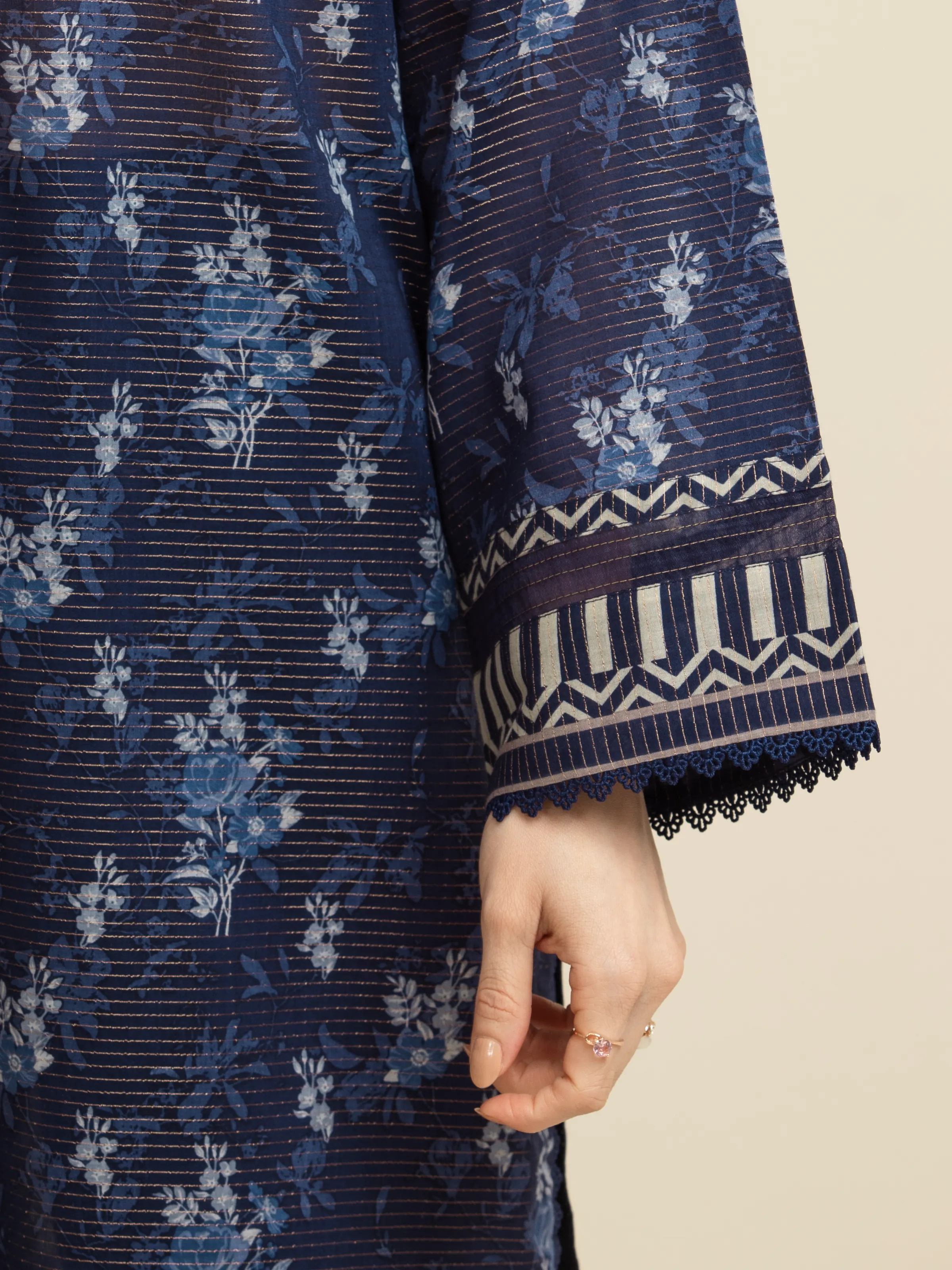 Printed Zari Lawn Suit - EWU5M6-010-3P - Image 5