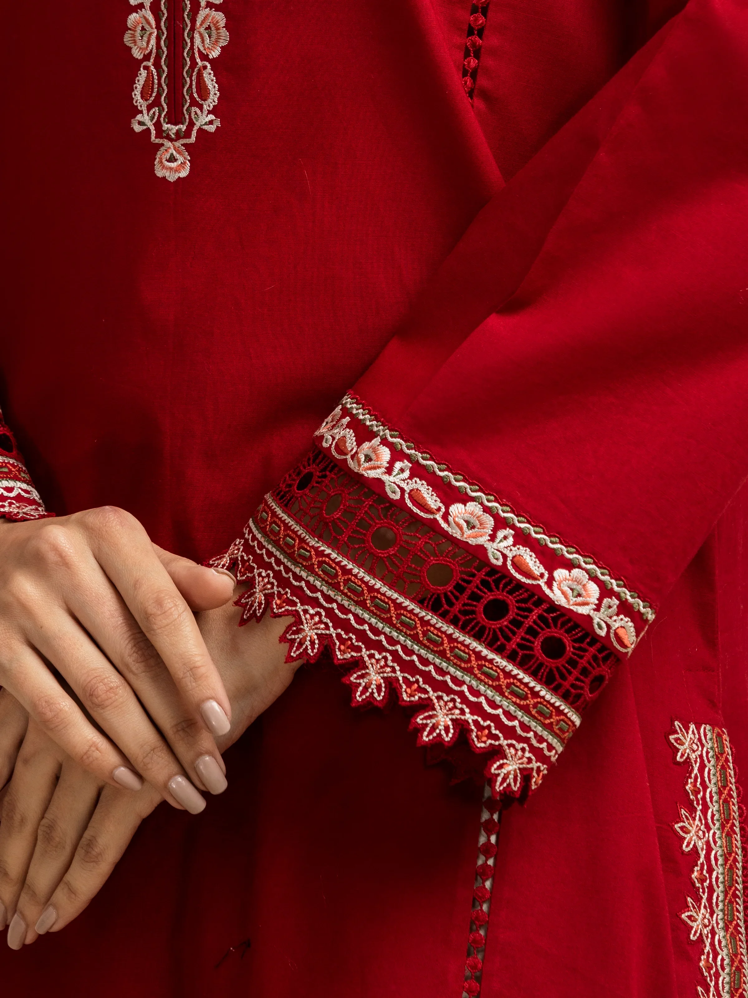 Embroidered Cambric Suit - EWU5V2-31030-3P - Image 4