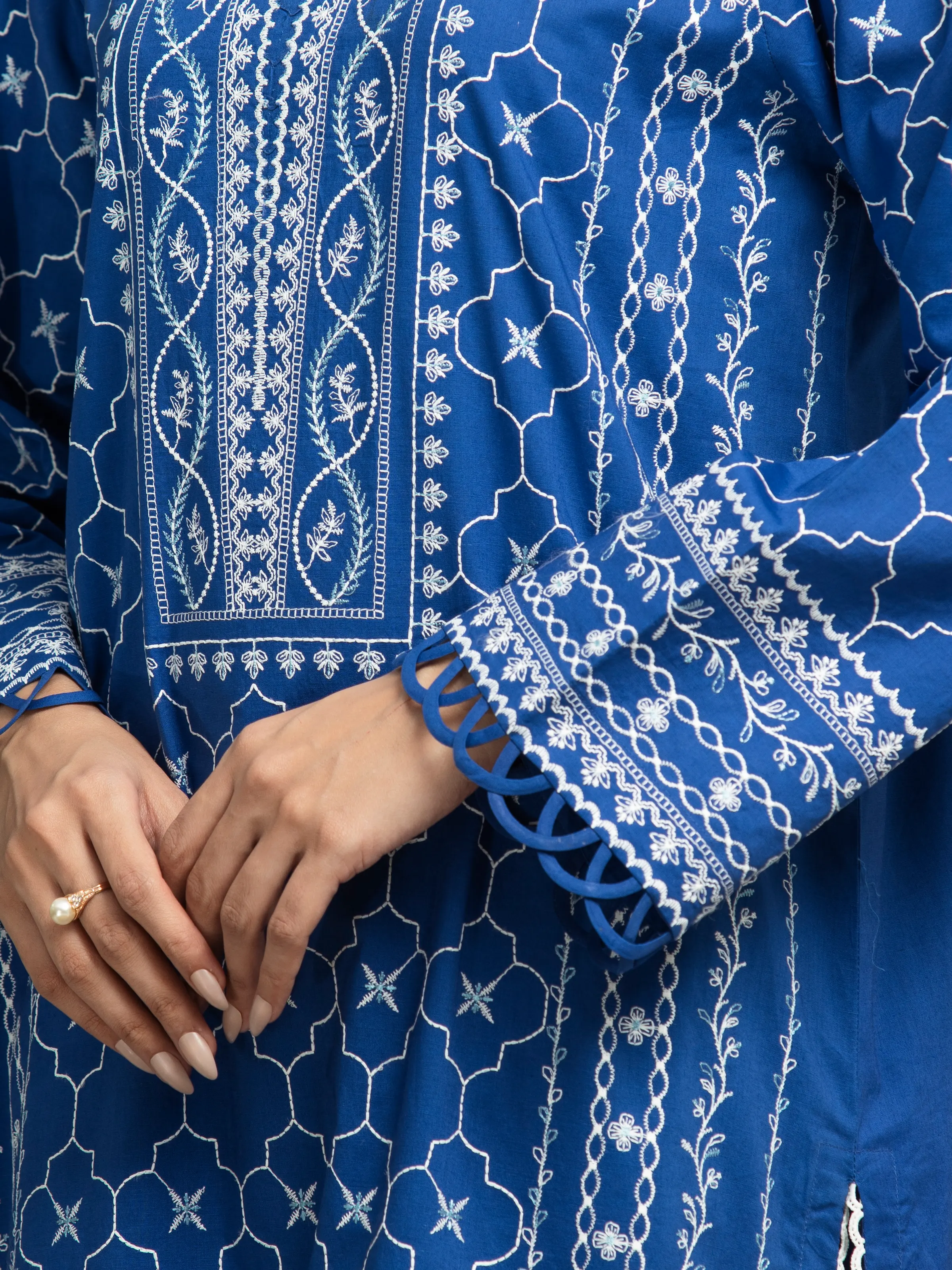Embroidered Cambric Suit - EWU5V2-31028-3P - Image 6