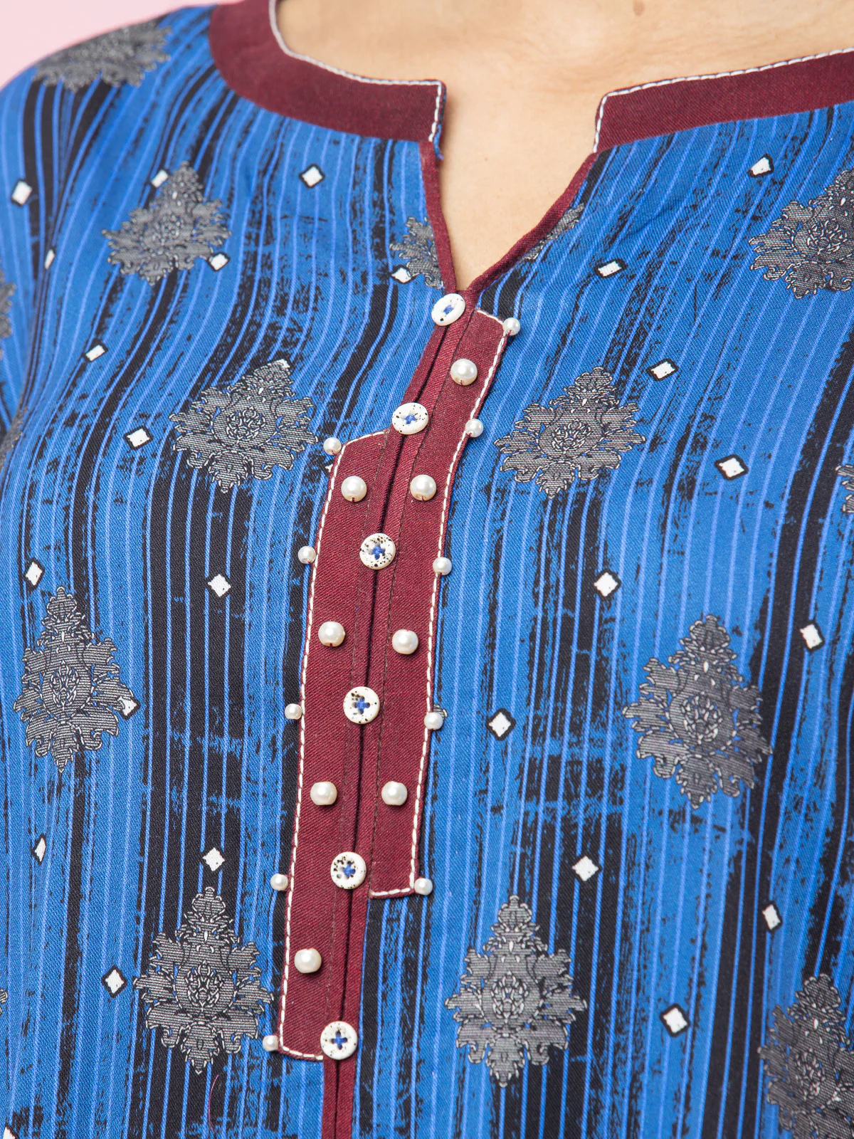 Embroidered Viscose Shirt Dupatta - EWU22V13-24020SD - Image 3