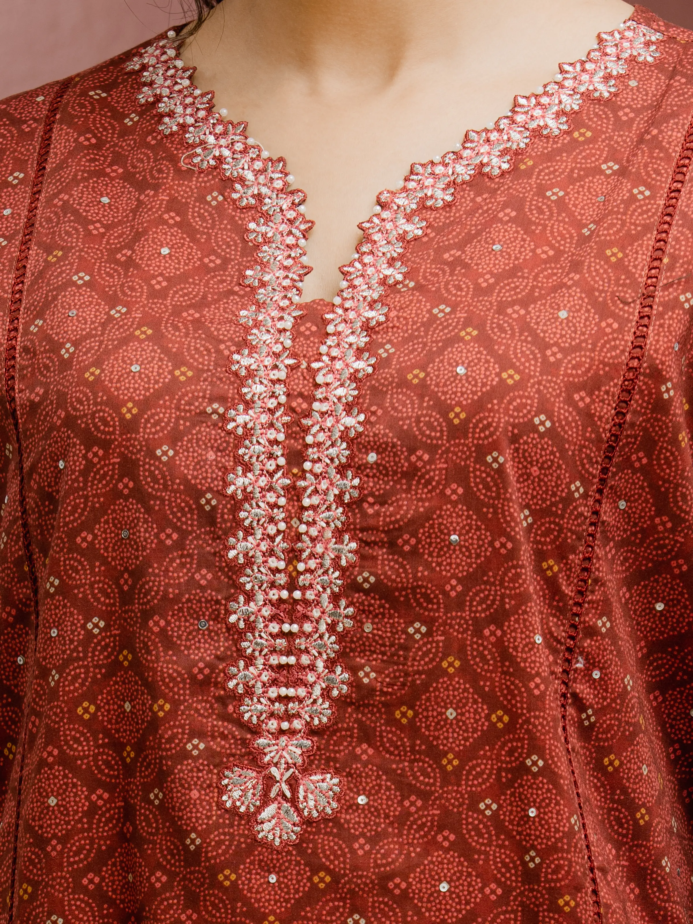 Embroidered Cambric Suit - EWU5V2-31046-3P - Image 3