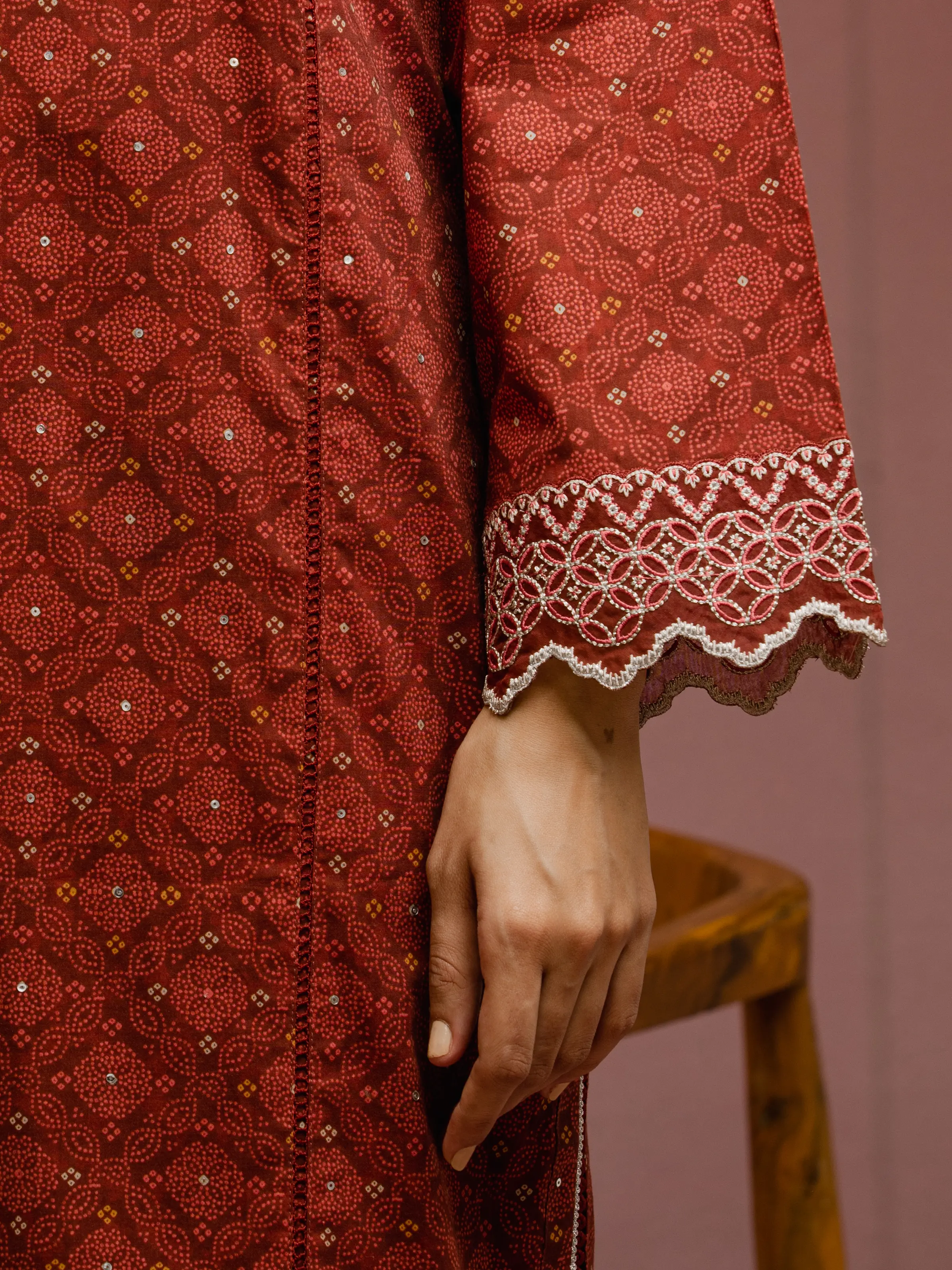 Embroidered Cambric Suit - EWU5V2-31046-3P - Image 4
