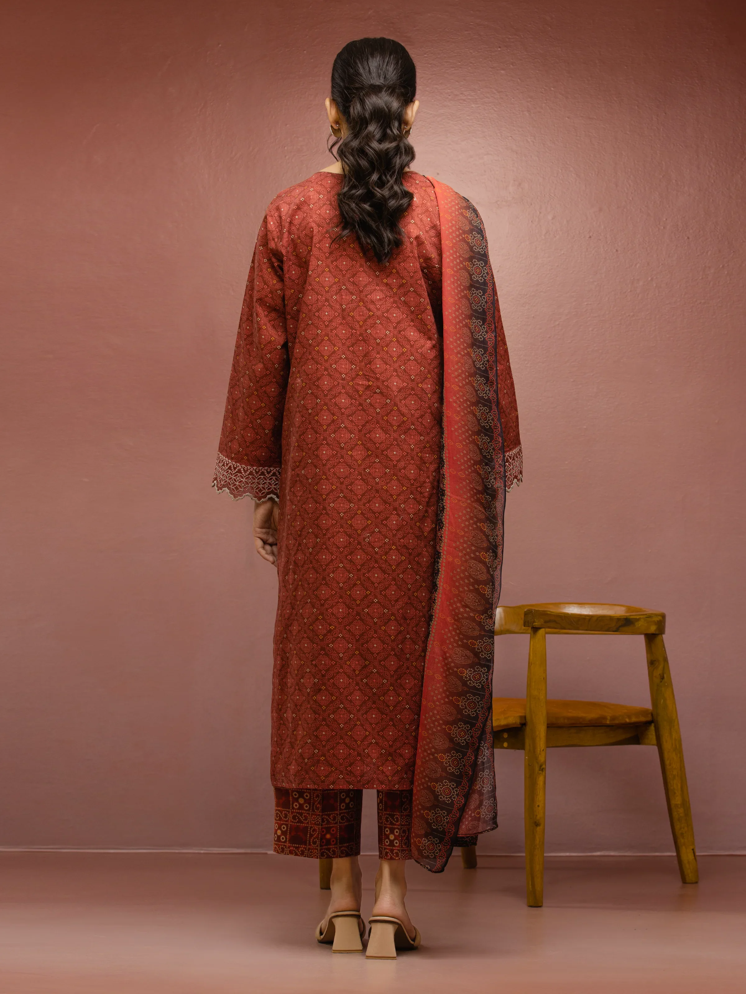 Embroidered Cambric Suit - EWU5V2-31046-3P - Image 5