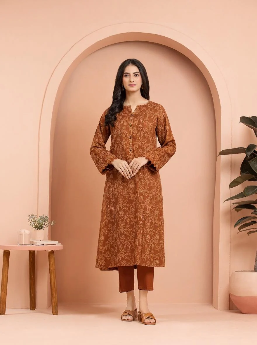 Printed Khaddar Shirt - EWU24M3-101S
