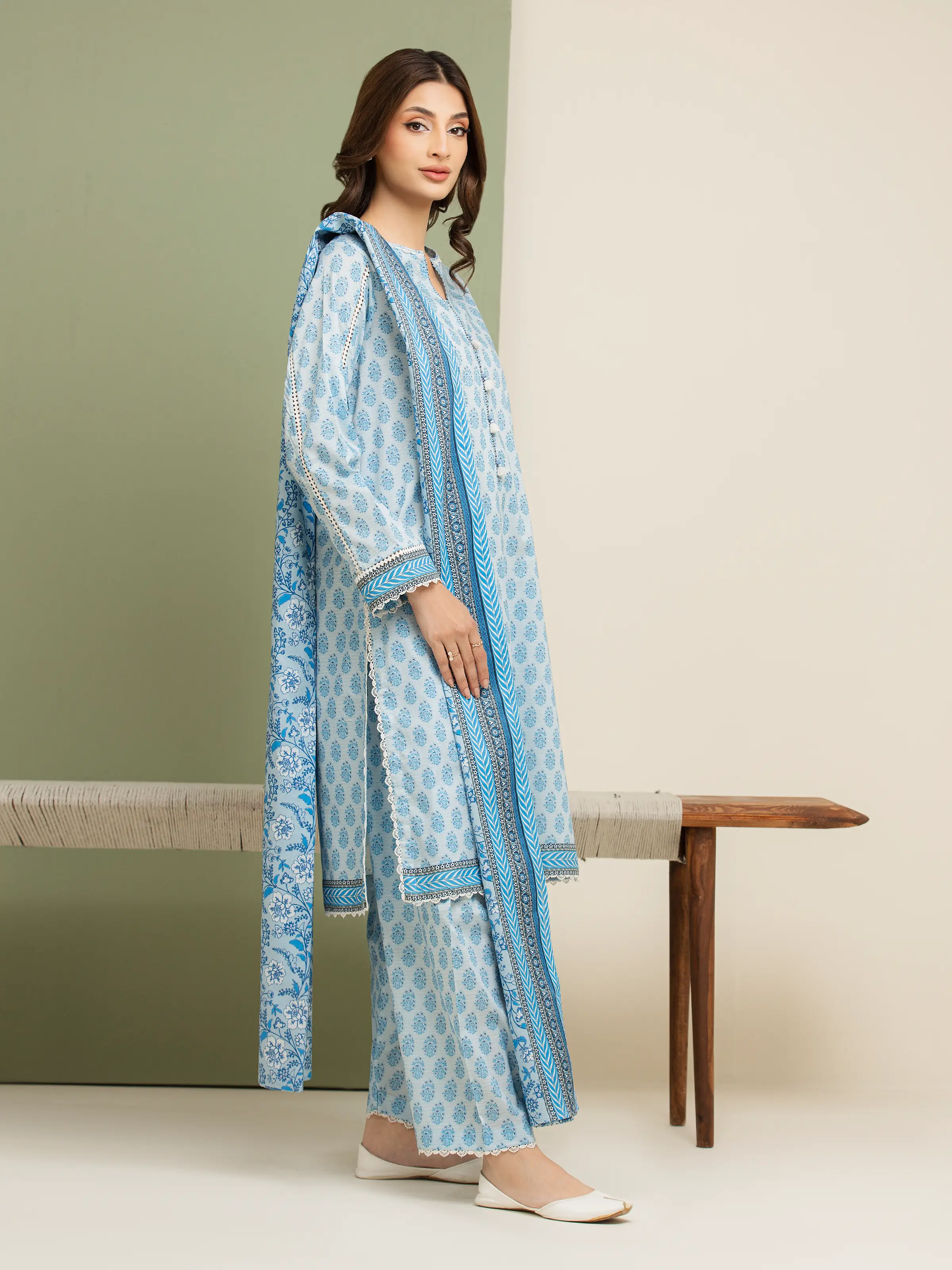 Printed Lawn Suit - EWU5A1-35092-3P - Image 3